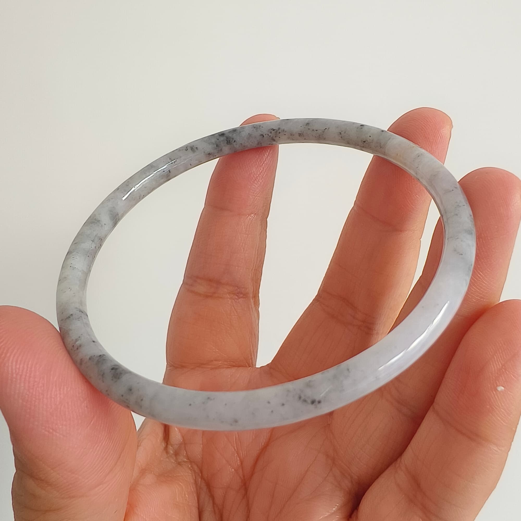 DDP 62mm Natural Type A Black Chicken Species Burmese Jadeite Round Band Bangle
