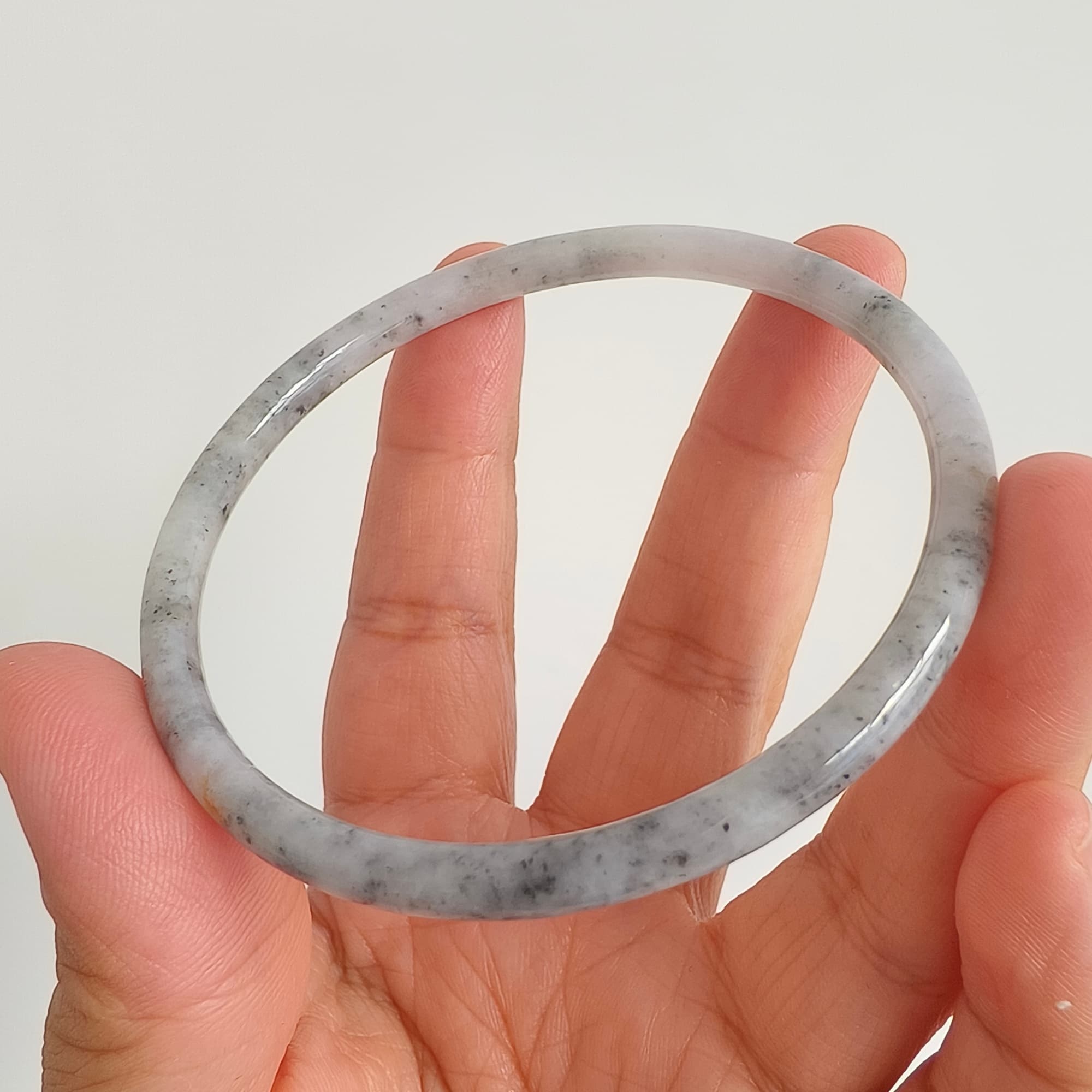DDP 62mm Natural Type A Black Chicken Species Burmese Jadeite Round Band Bangle