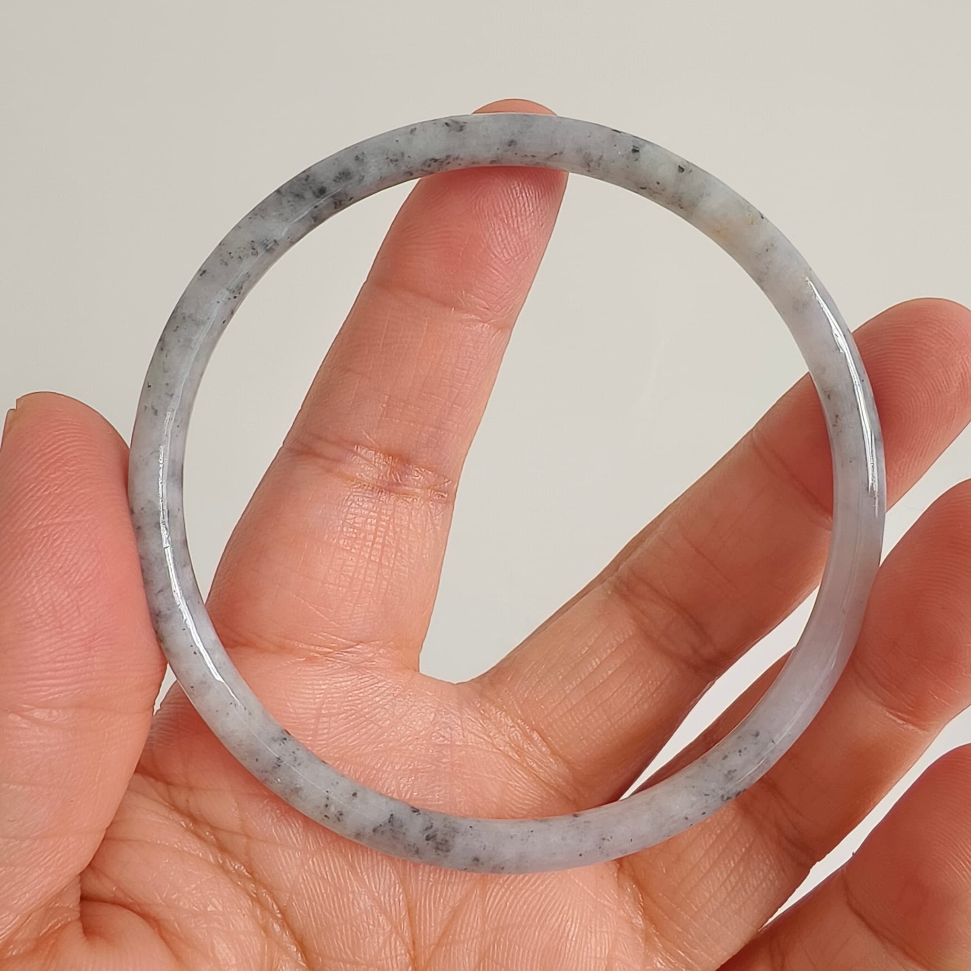 DDP 62mm Natural Type A Black Chicken Species Burmese Jadeite Round Band Bangle