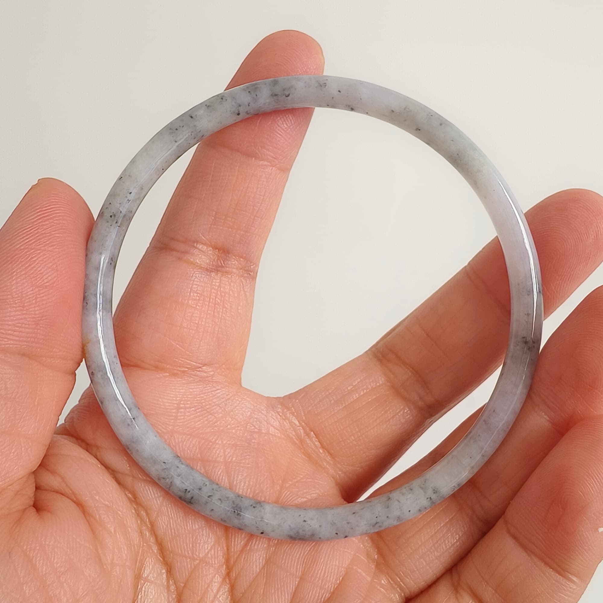 DDP 62mm Natural Type A Black Chicken Species Burmese Jadeite Round Band Bangle