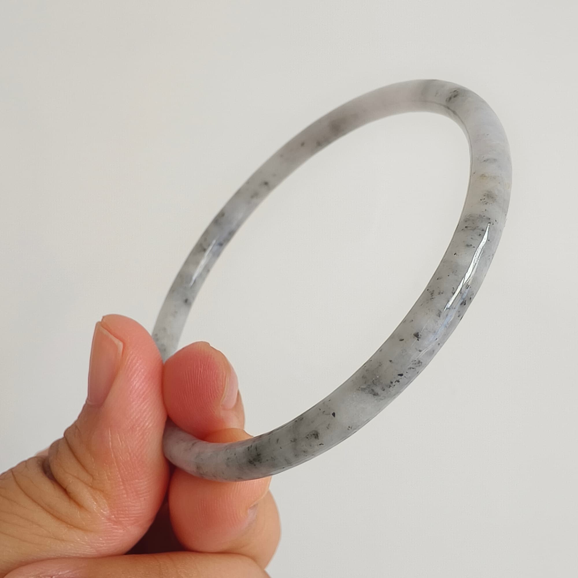 DDP 62mm Natural Type A Black Chicken Species Burmese Jadeite Round Band Bangle