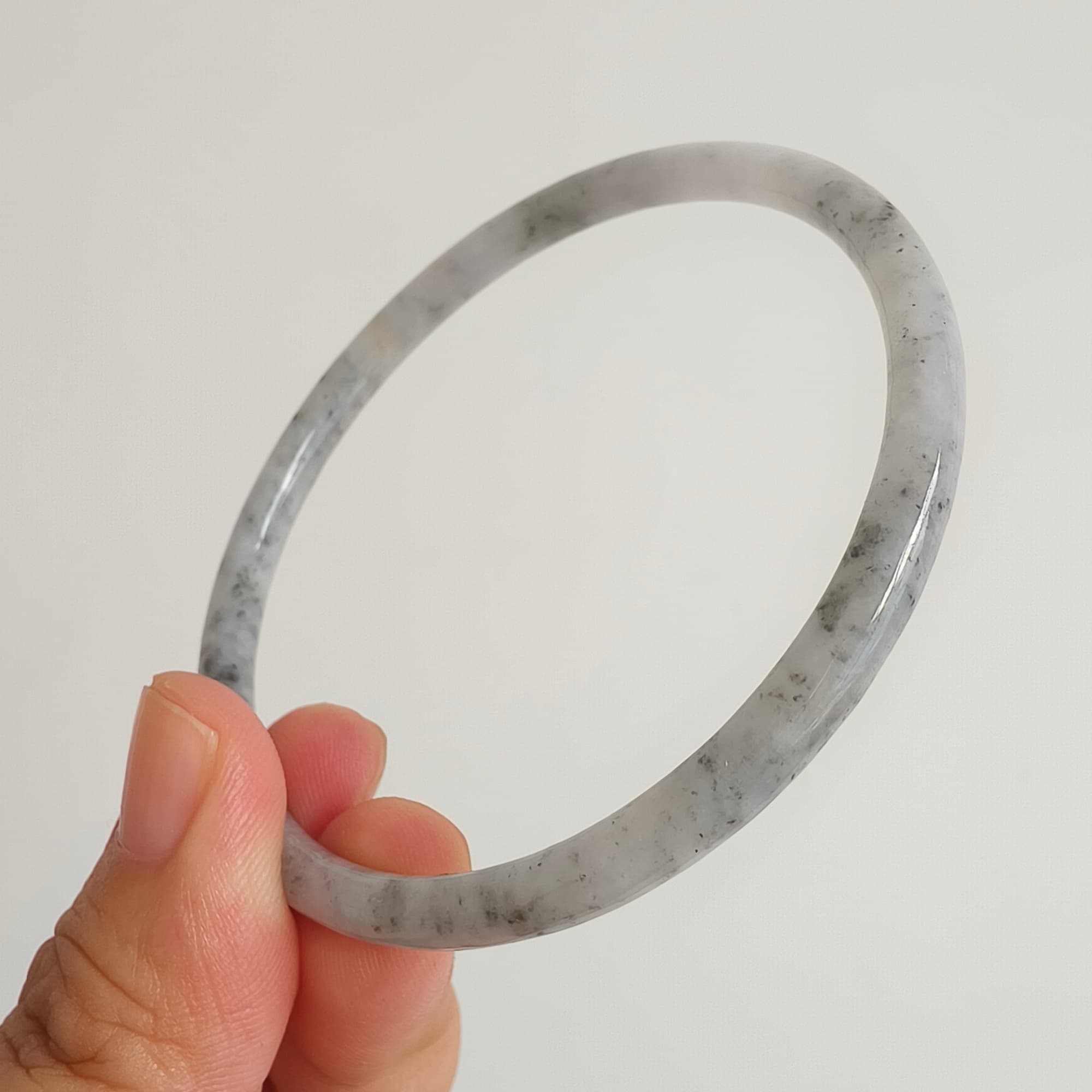 DDP 62mm Natural Type A Black Chicken Species Burmese Jadeite Round Band Bangle