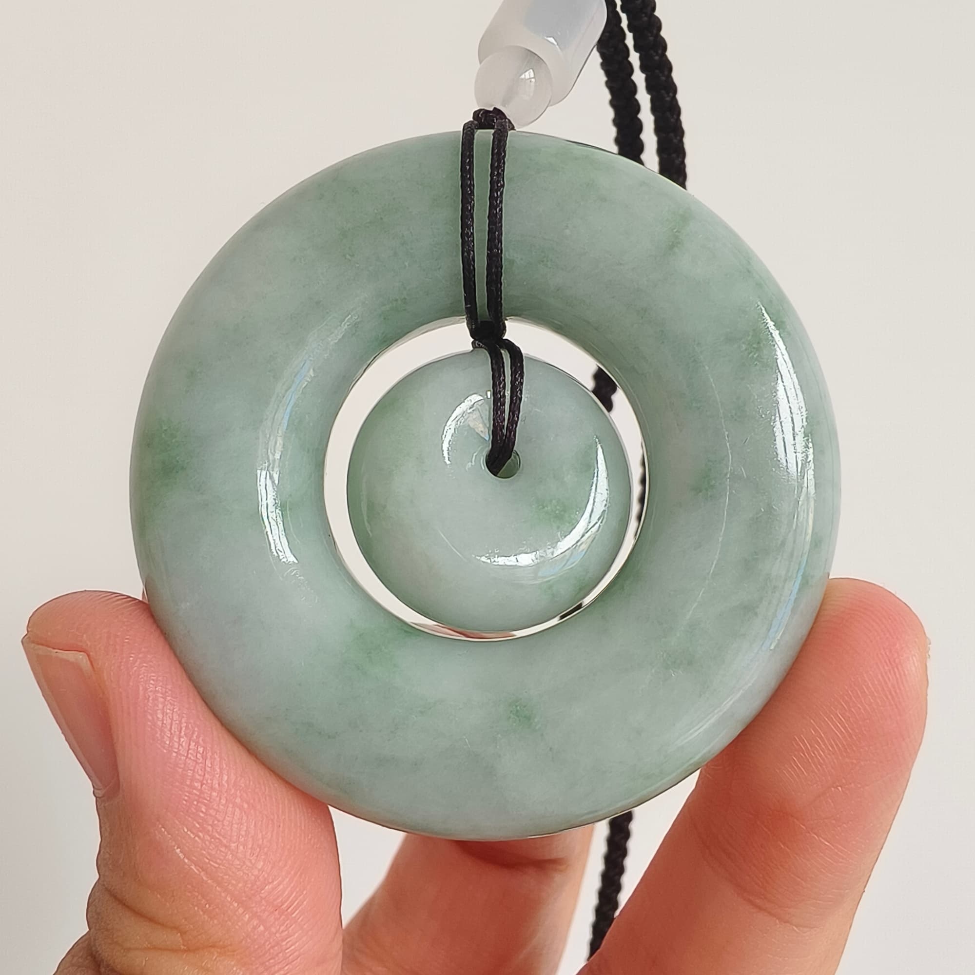 DDP 51mm Unique Natural Certificated Type A Untreated Green Burmese Jadeite Safety Buckle Pendants