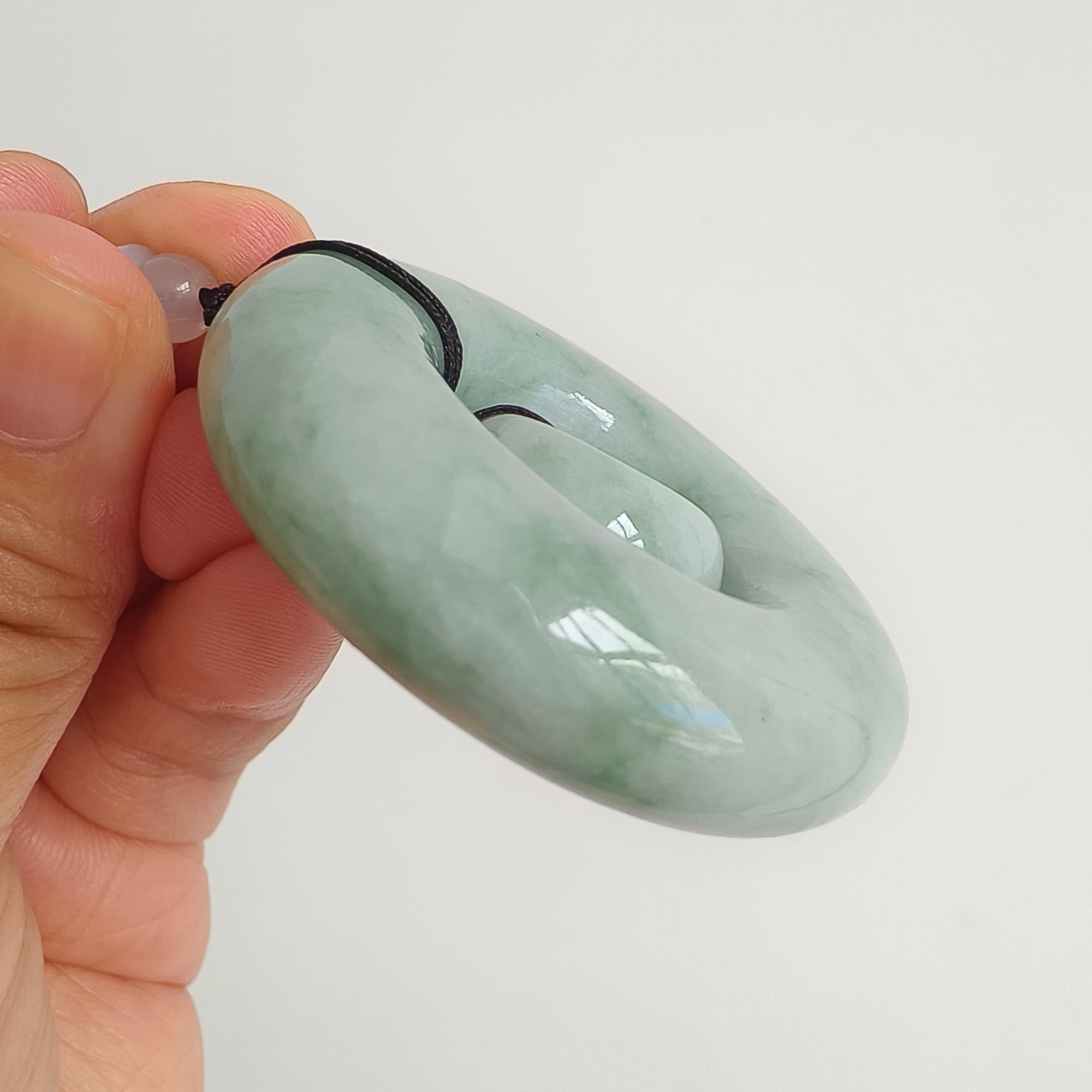 DDP 51mm Unique Natural Certificated Type A Untreated Green Burmese Jadeite Safety Buckle Pendants
