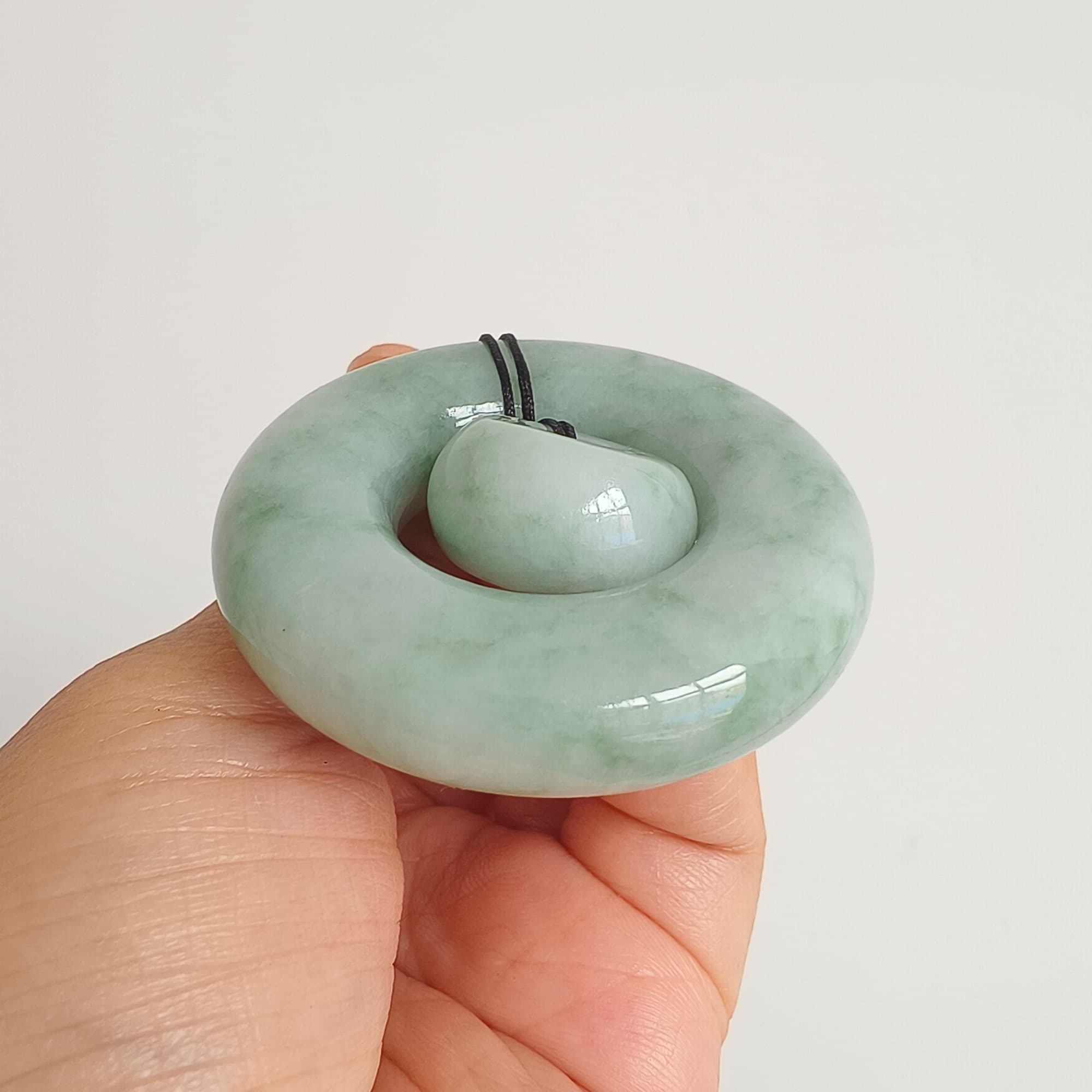 DDP 51mm Unique Natural Certificated Type A Untreated Green Burmese Jadeite Safety Buckle Pendants