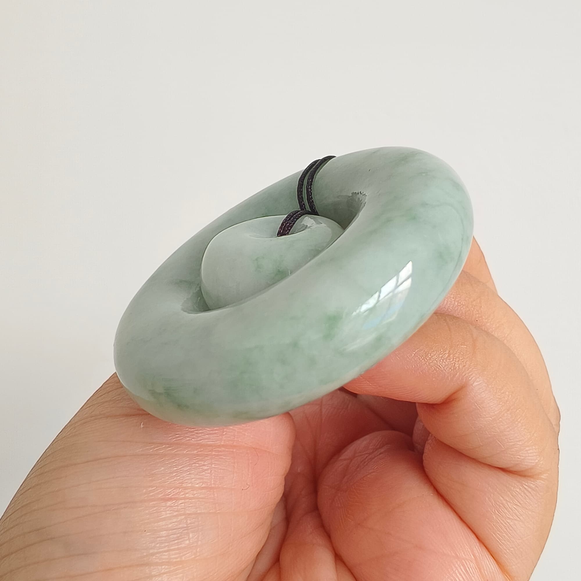 DDP 51mm Unique Natural Certificated Type A Untreated Green Burmese Jadeite Safety Buckle Pendants