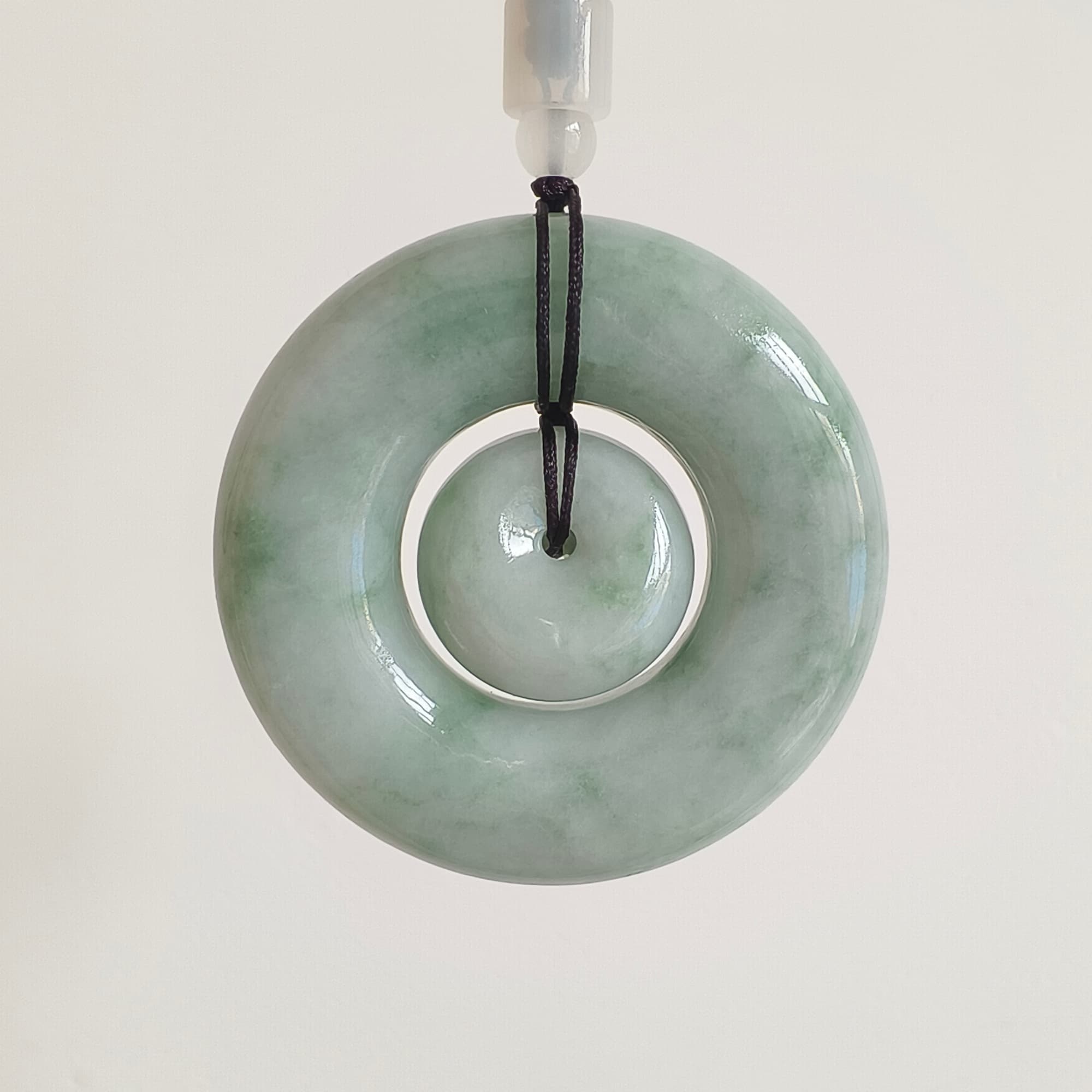 DDP 51mm Unique Natural Certificated Type A Untreated Green Burmese Jadeite Safety Buckle Pendants