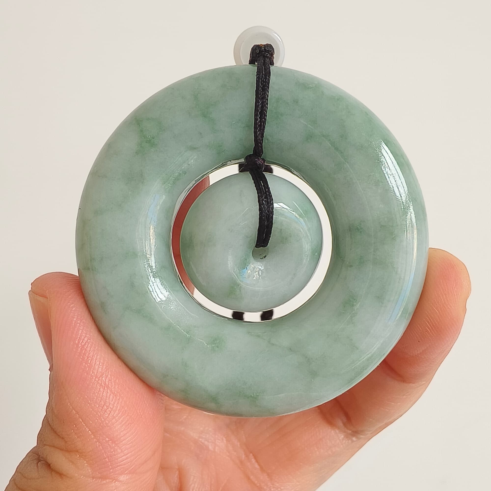 DDP 51mm Unique Natural Certificated Type A Untreated Green Burmese Jadeite Safety Buckle Pendants