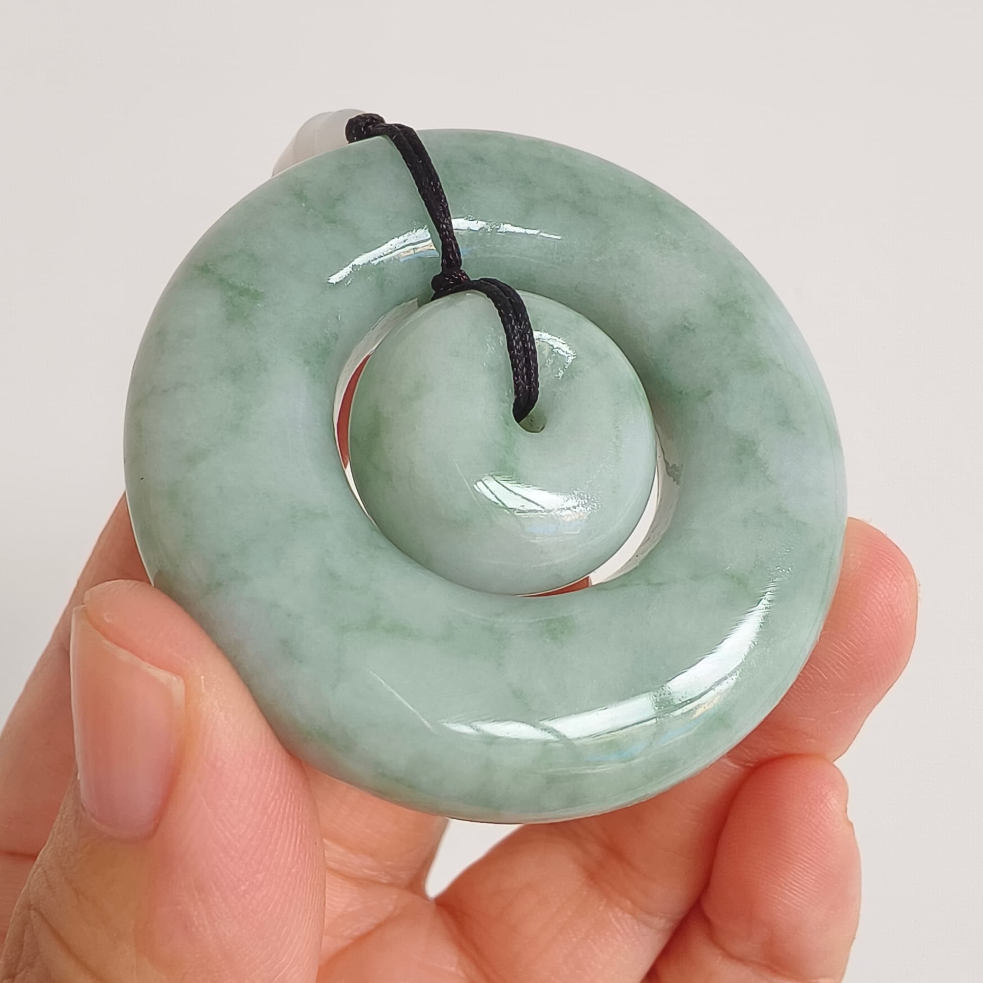 DDP 51mm Unique Natural Certificated Type A Untreated Green Burmese Jadeite Safety Buckle Pendants