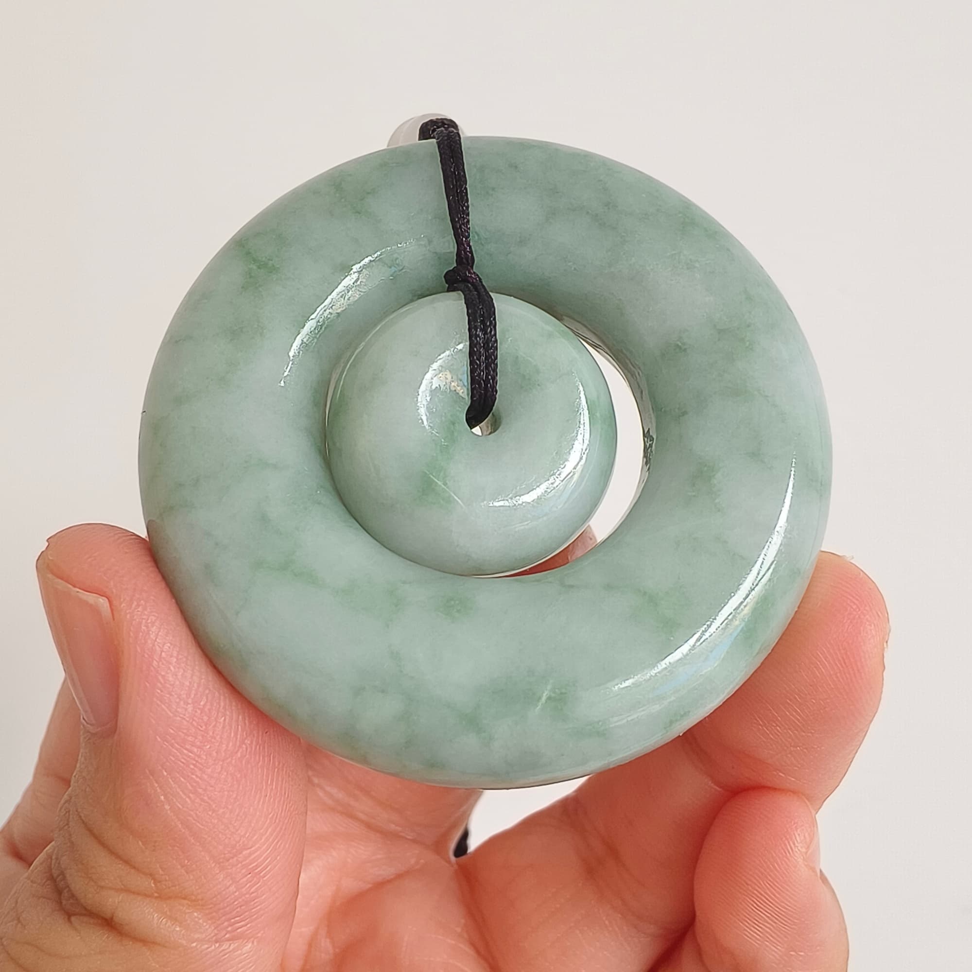 DDP 51mm Unique Natural Certificated Type A Untreated Green Burmese Jadeite Safety Buckle Pendants