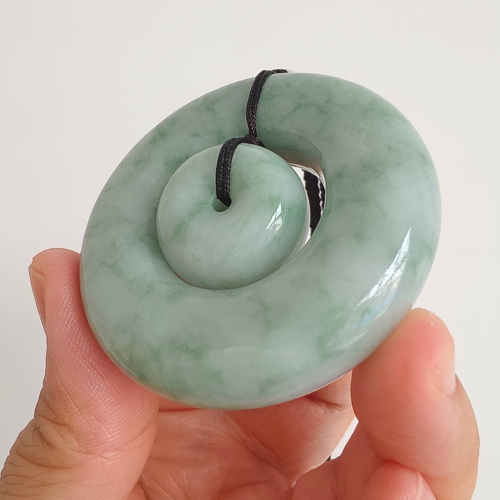 DDP 51mm Unique Natural Certificated Type A Untreated Green Burmese Jadeite Safety Buckle Pendants