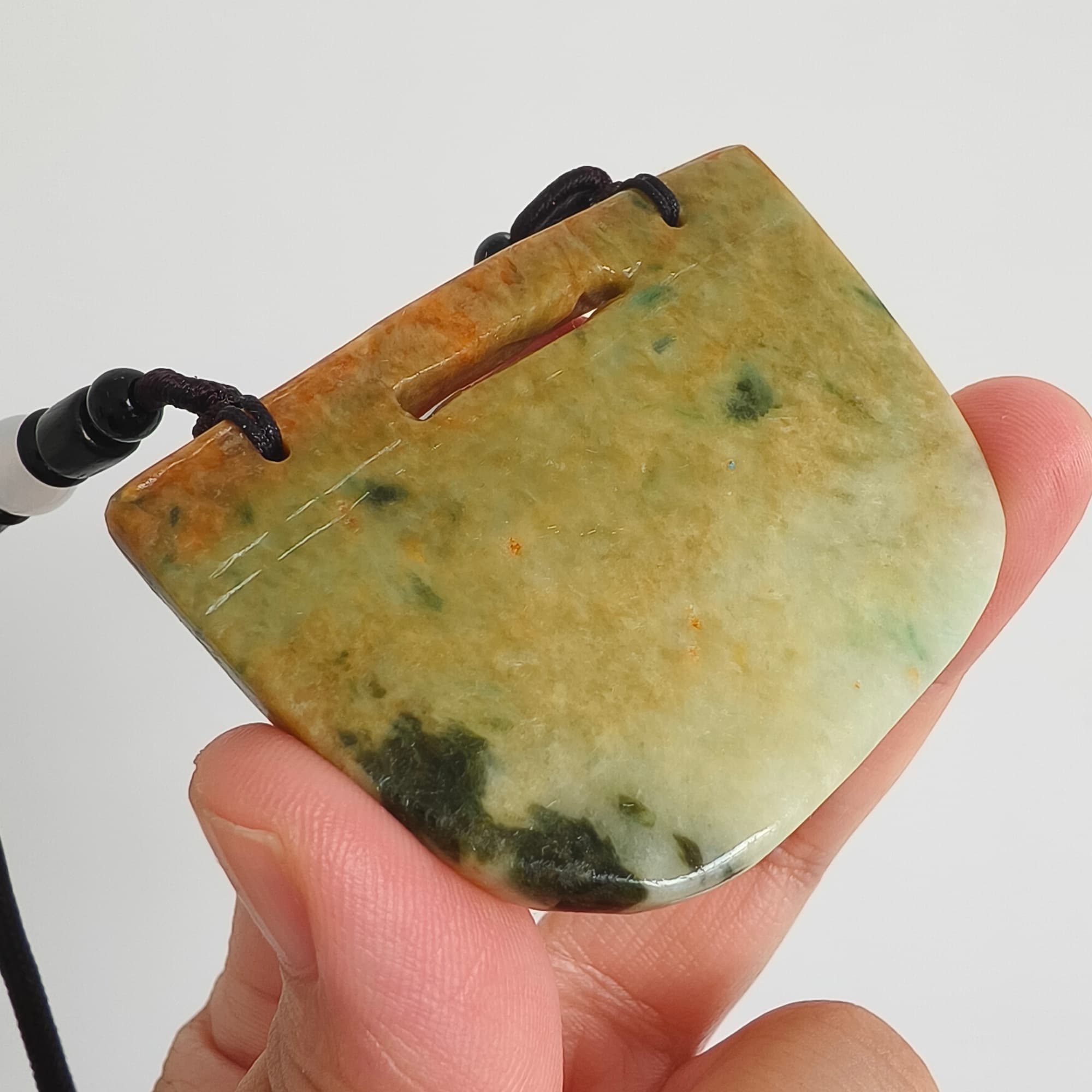 DDP 62mm Natural Certificated Yellow Green Burmese Jadeite Vintage Pendant