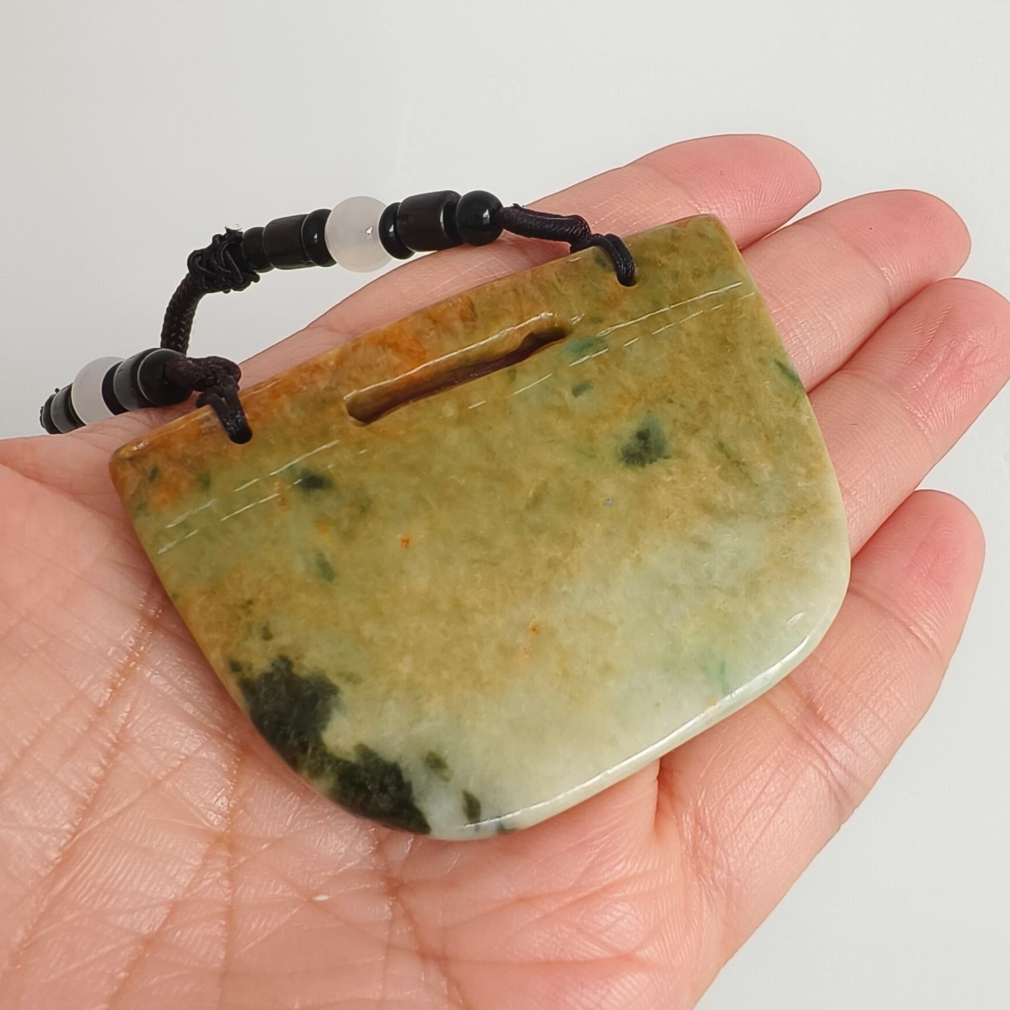 DDP 62mm Natural Certificated Yellow Green Burmese Jadeite Vintage Pendant