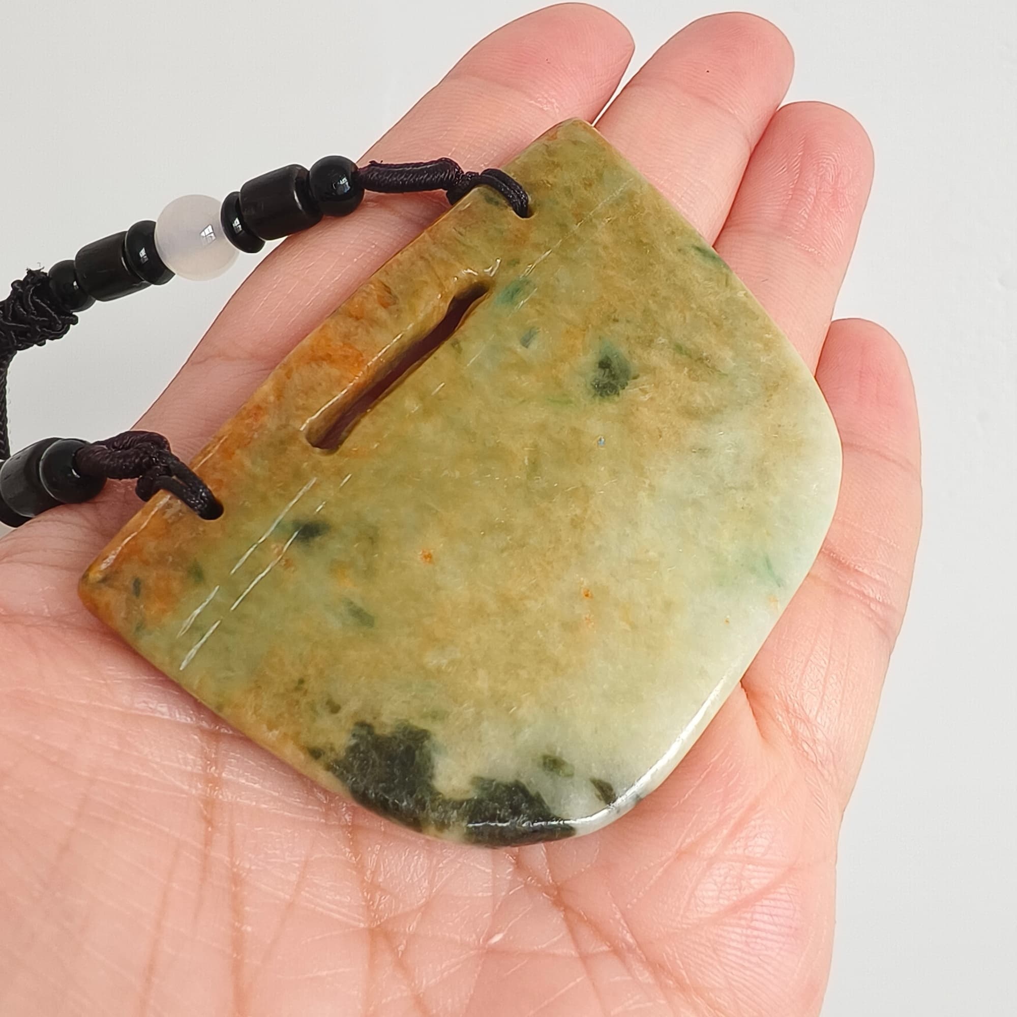 DDP 62mm Natural Certificated Yellow Green Burmese Jadeite Vintage Pendant