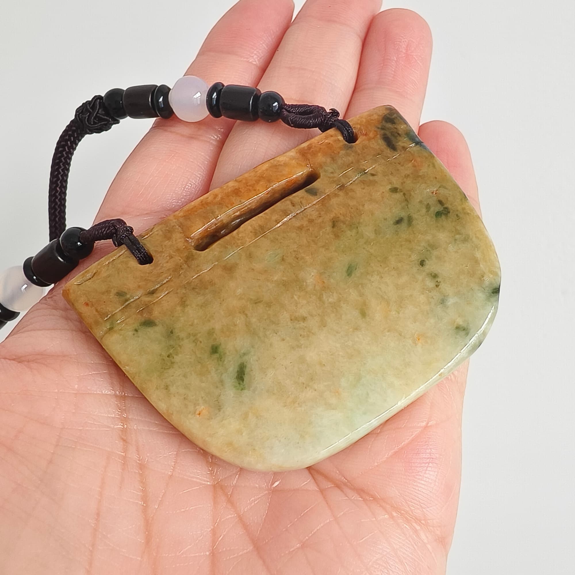DDP 62mm Natural Certificated Yellow Green Burmese Jadeite Vintage Pendant