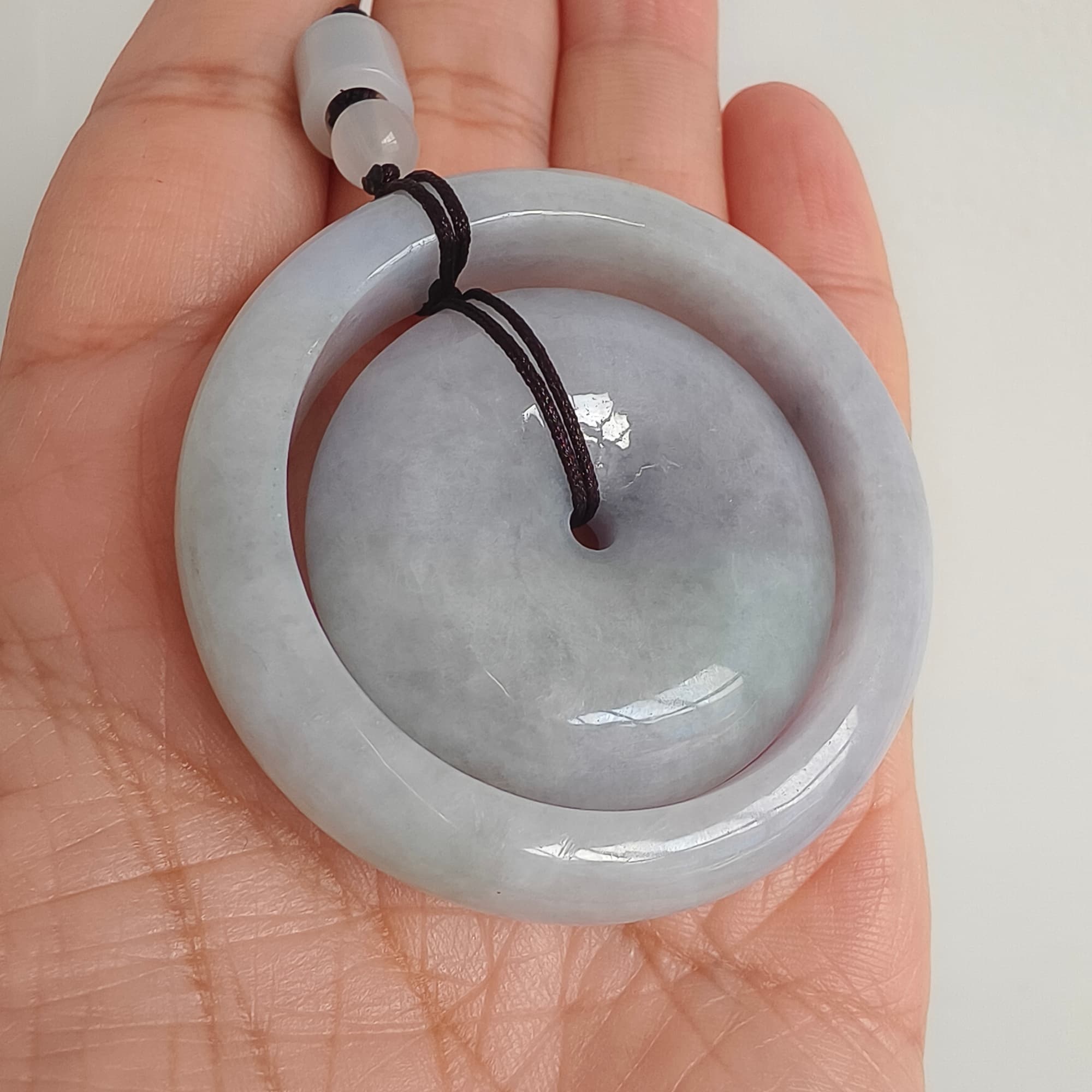 DDP 50mm Natural Certificated Type A Untreated Lavender Burmese Jadeite Safety Buckle Pendants