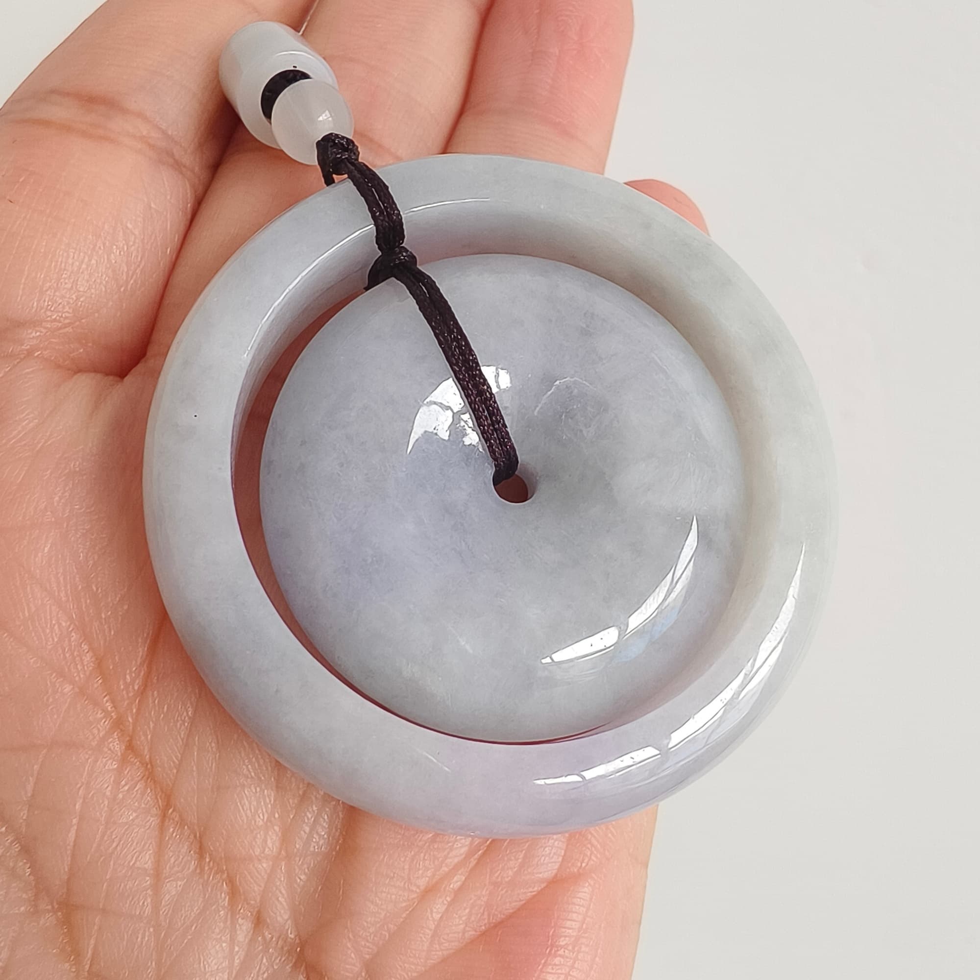 DDP 50mm Natural Certificated Type A Untreated Lavender Burmese Jadeite Safety Buckle Pendants