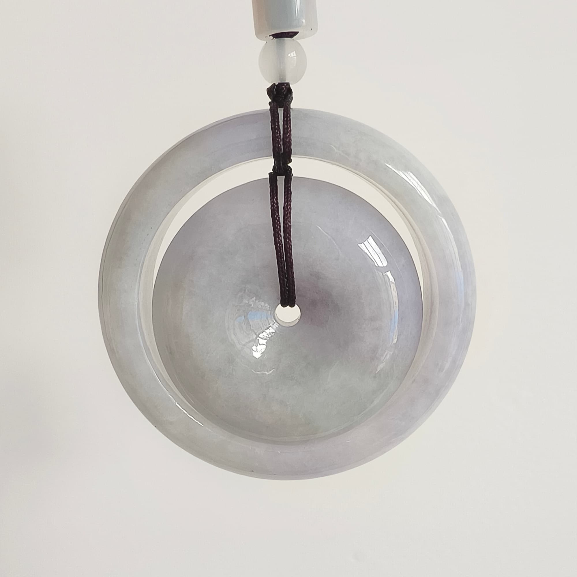 DDP 50mm Natural Certificated Type A Untreated Lavender Burmese Jadeite Safety Buckle Pendants