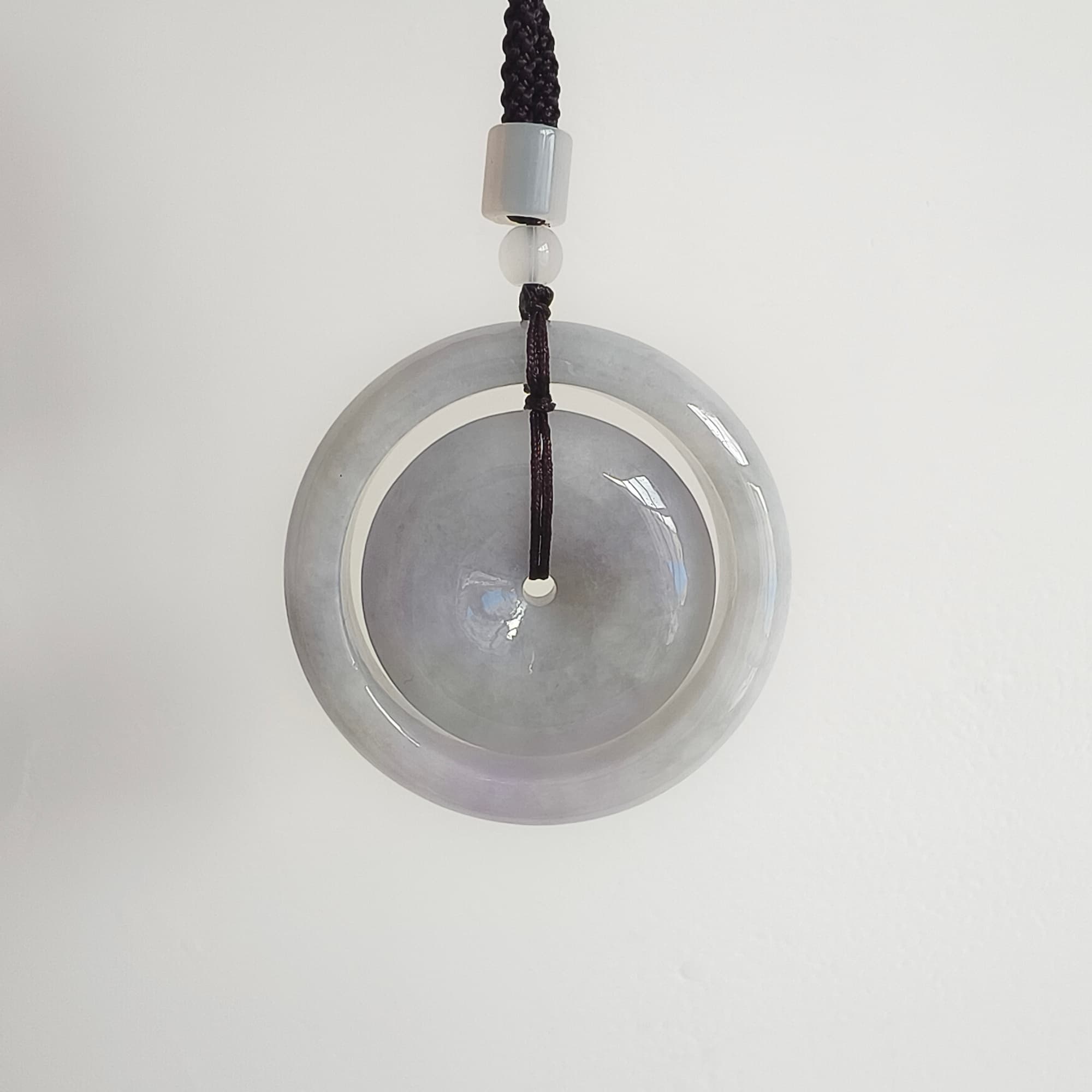 DDP 50mm Natural Certificated Type A Untreated Lavender Burmese Jadeite Safety Buckle Pendants
