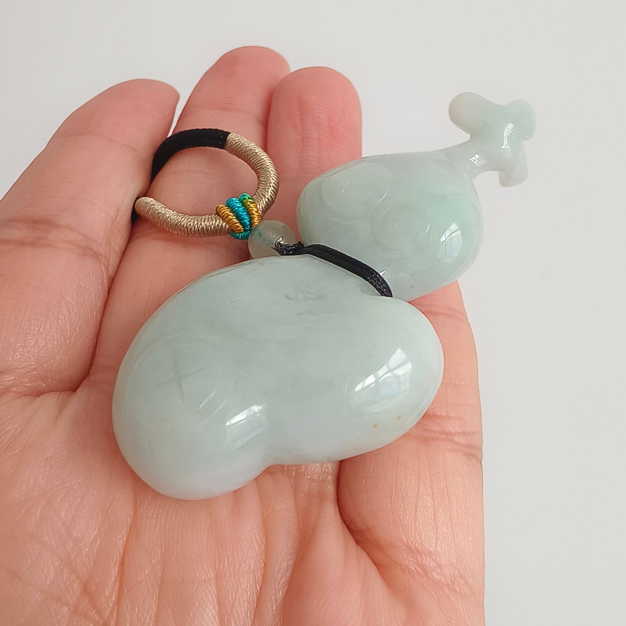 DDP 65mm Unique Natural Certificated Type A Untreated Green Burmese Jadeite Gourd Pendants