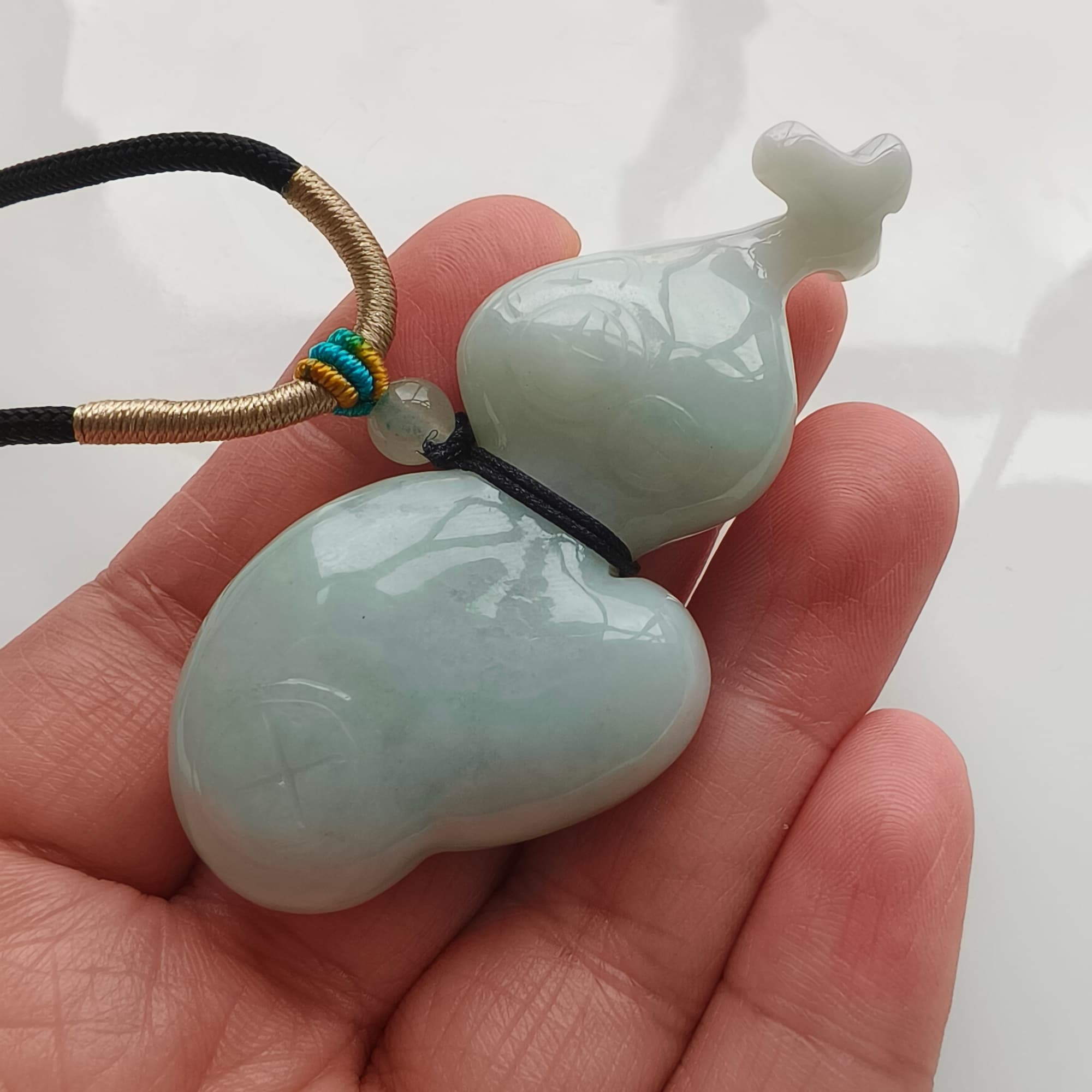 DDP 65mm Unique Natural Certificated Type A Untreated Green Burmese Jadeite Gourd Pendants