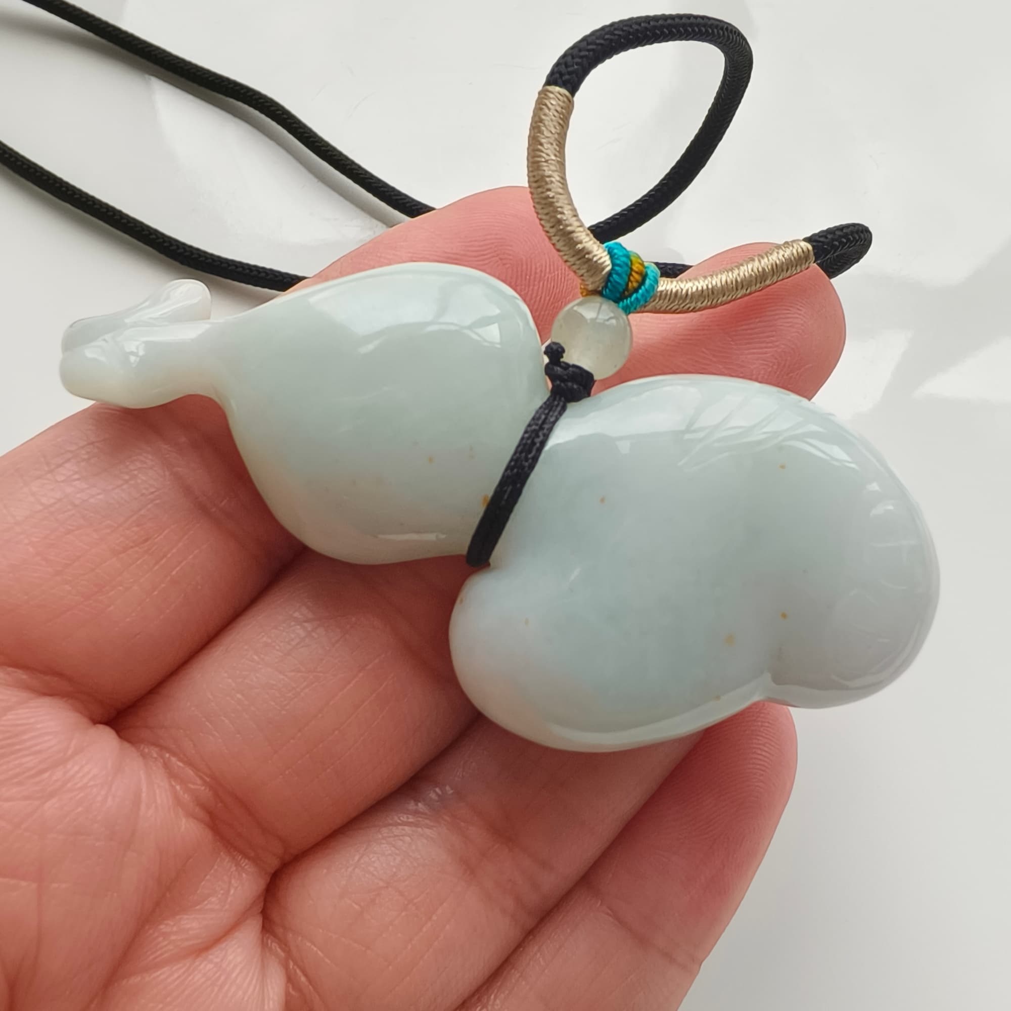 DDP 65mm Unique Natural Certificated Type A Untreated Green Burmese Jadeite Gourd Pendants
