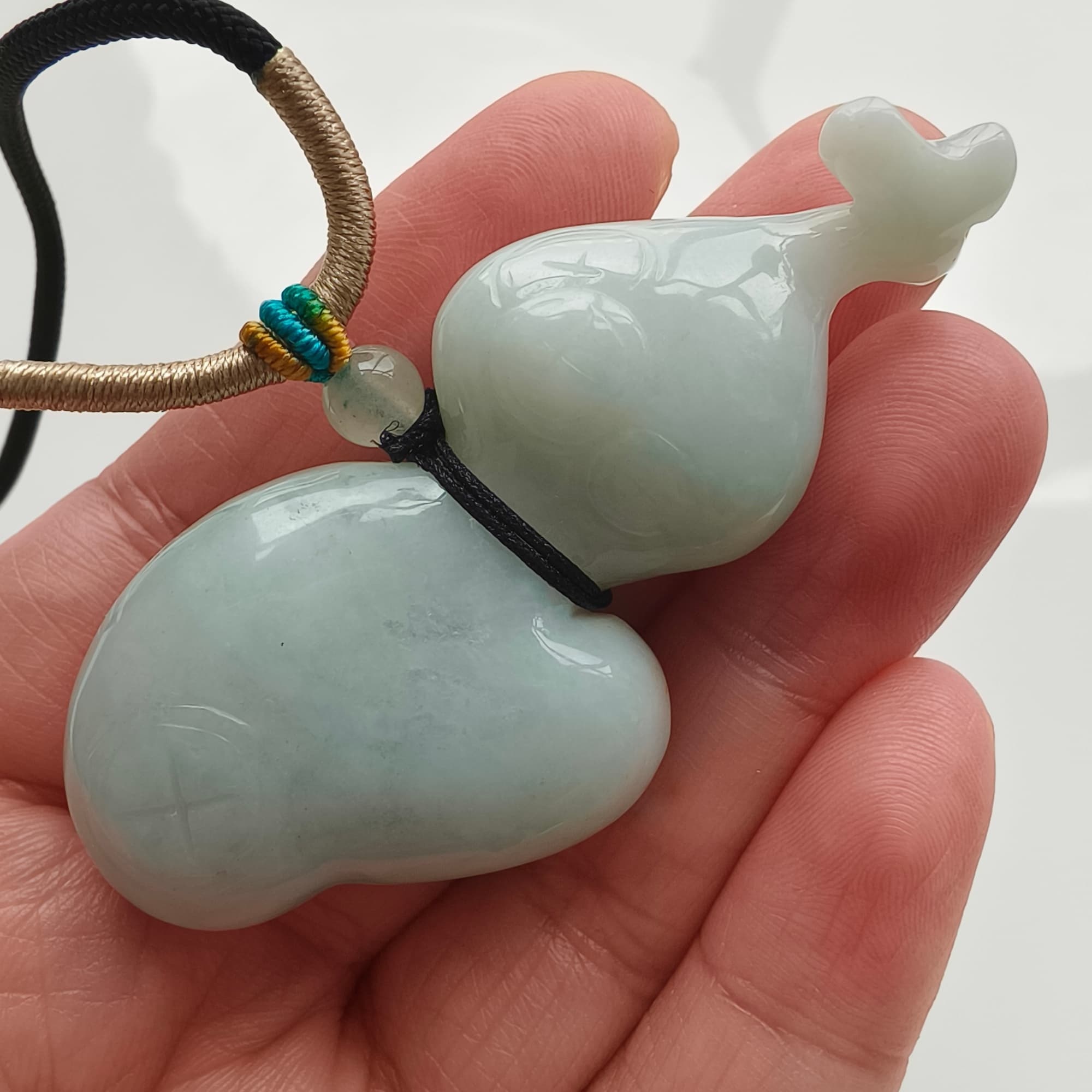 DDP 65mm Unique Natural Certificated Type A Untreated Green Burmese Jadeite Gourd Pendants