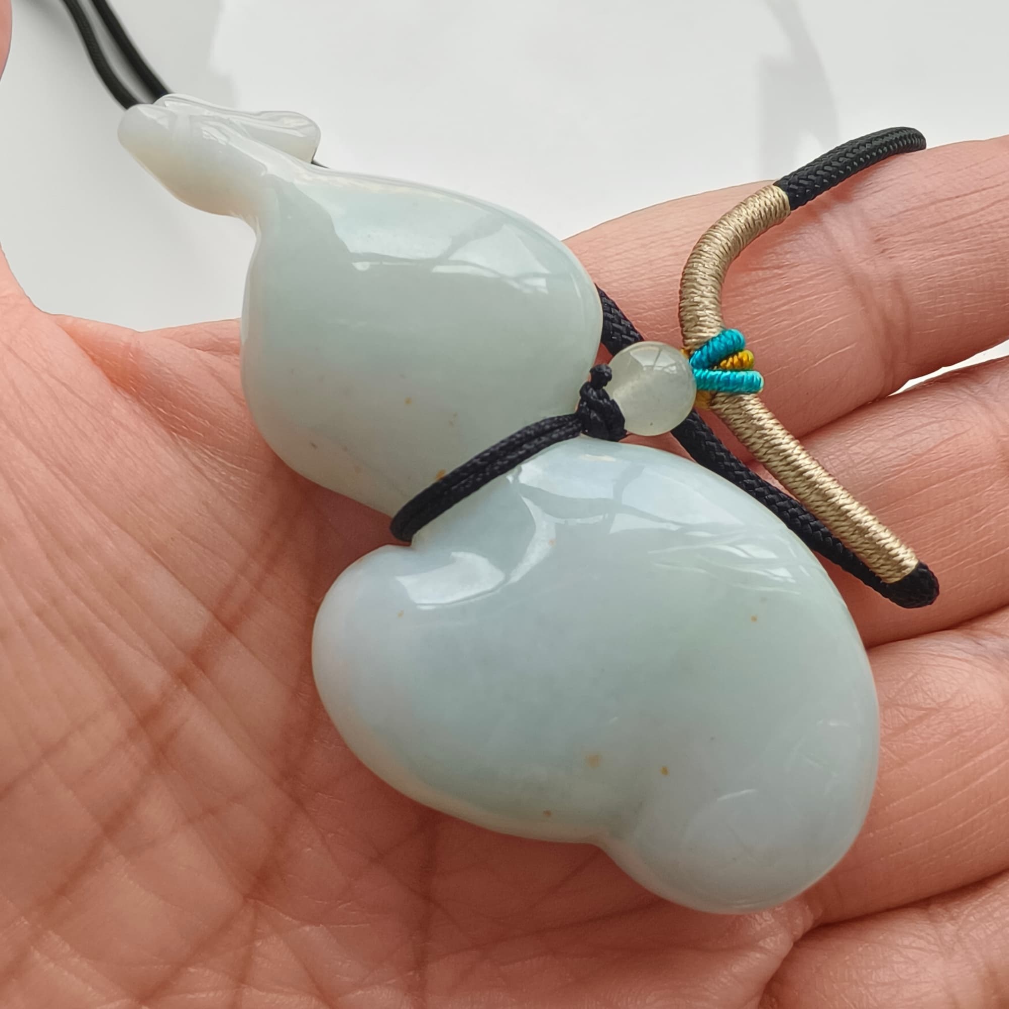 DDP 65mm Unique Natural Certificated Type A Untreated Green Burmese Jadeite Gourd Pendants