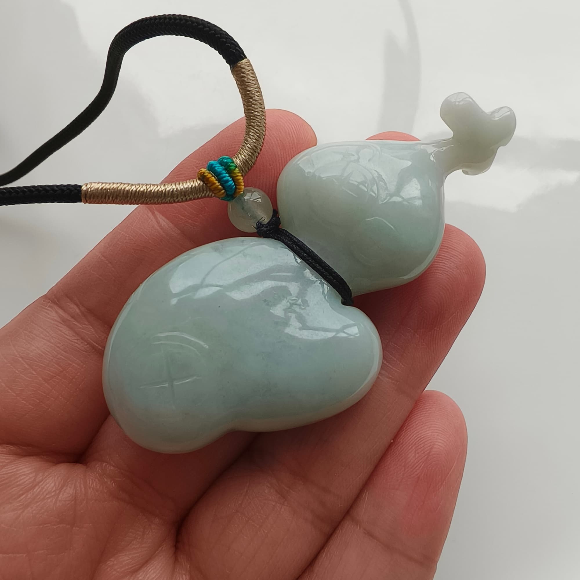 DDP 65mm Unique Natural Certificated Type A Untreated Green Burmese Jadeite Gourd Pendants