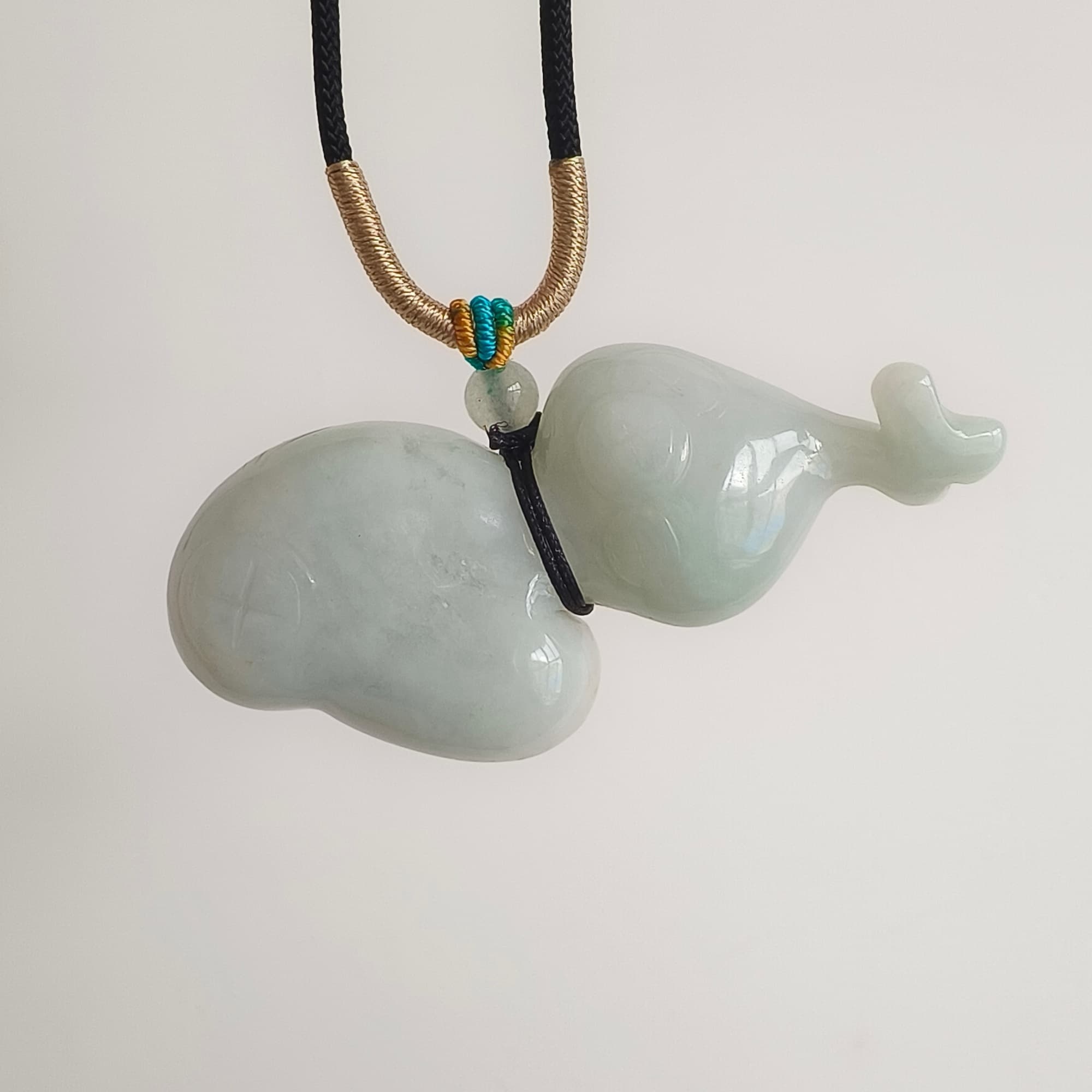 DDP 65mm Unique Natural Certificated Type A Untreated Green Burmese Jadeite Gourd Pendants