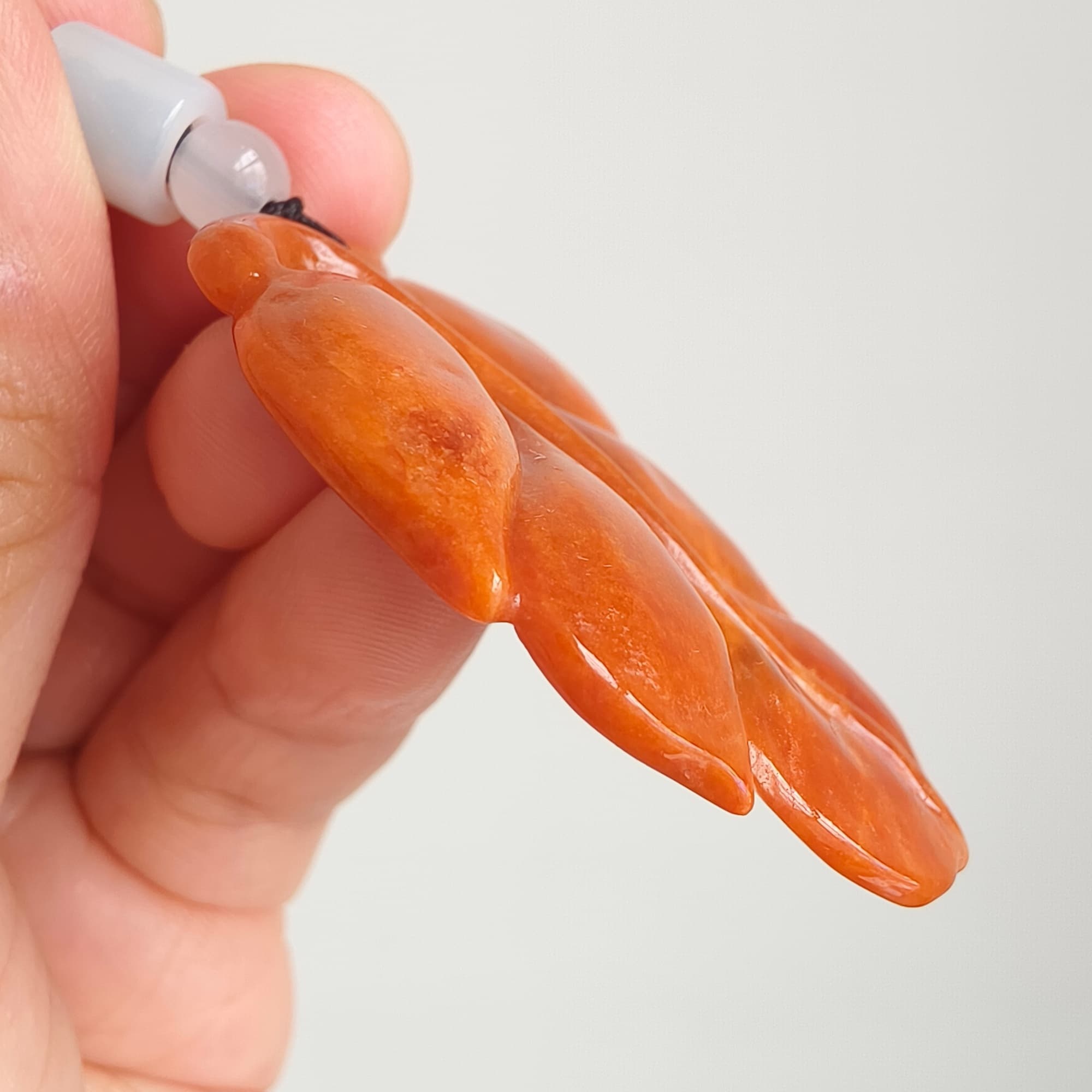 DDP 49mm Natural Certificated Red Burmese Jadeite Leaf Pendant
