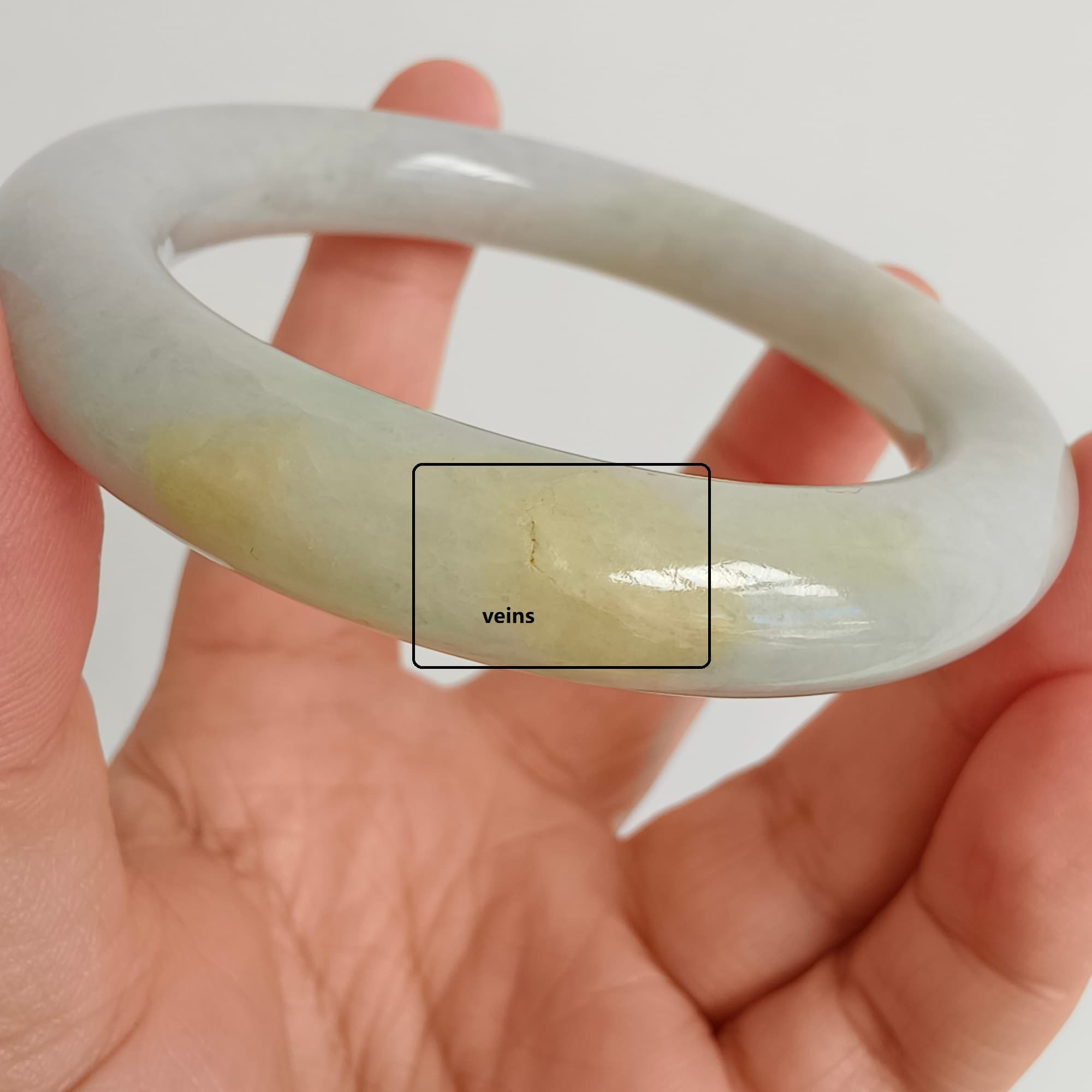 DDP 54.5mm Natural Light Green Yellow Burmese Jadeite Round Band Bangle