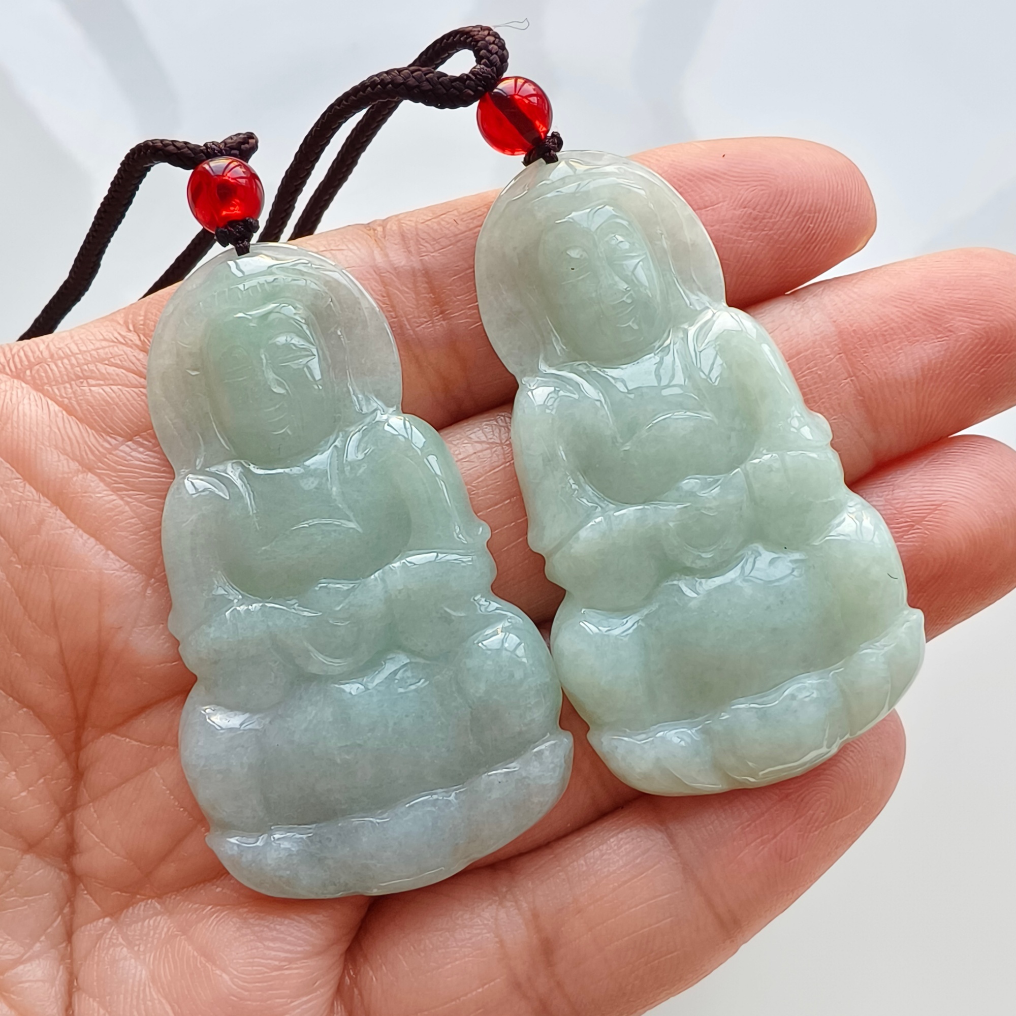 DDP 51mm Natural Type A Untreated Icy Green Burmese Jadeite Guanyin Pendant