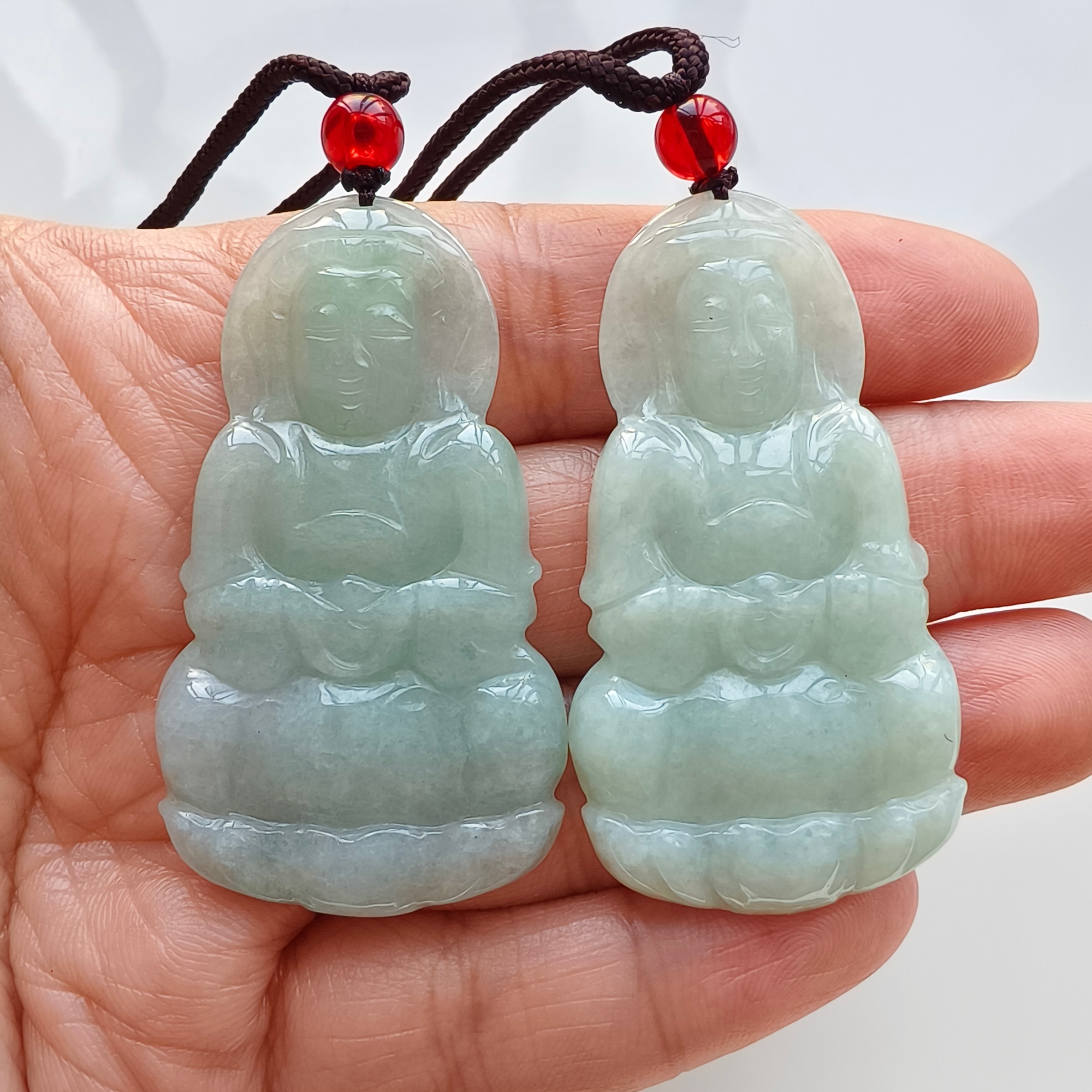DDP 51mm Natural Type A Untreated Icy Green Burmese Jadeite Guanyin Pendant