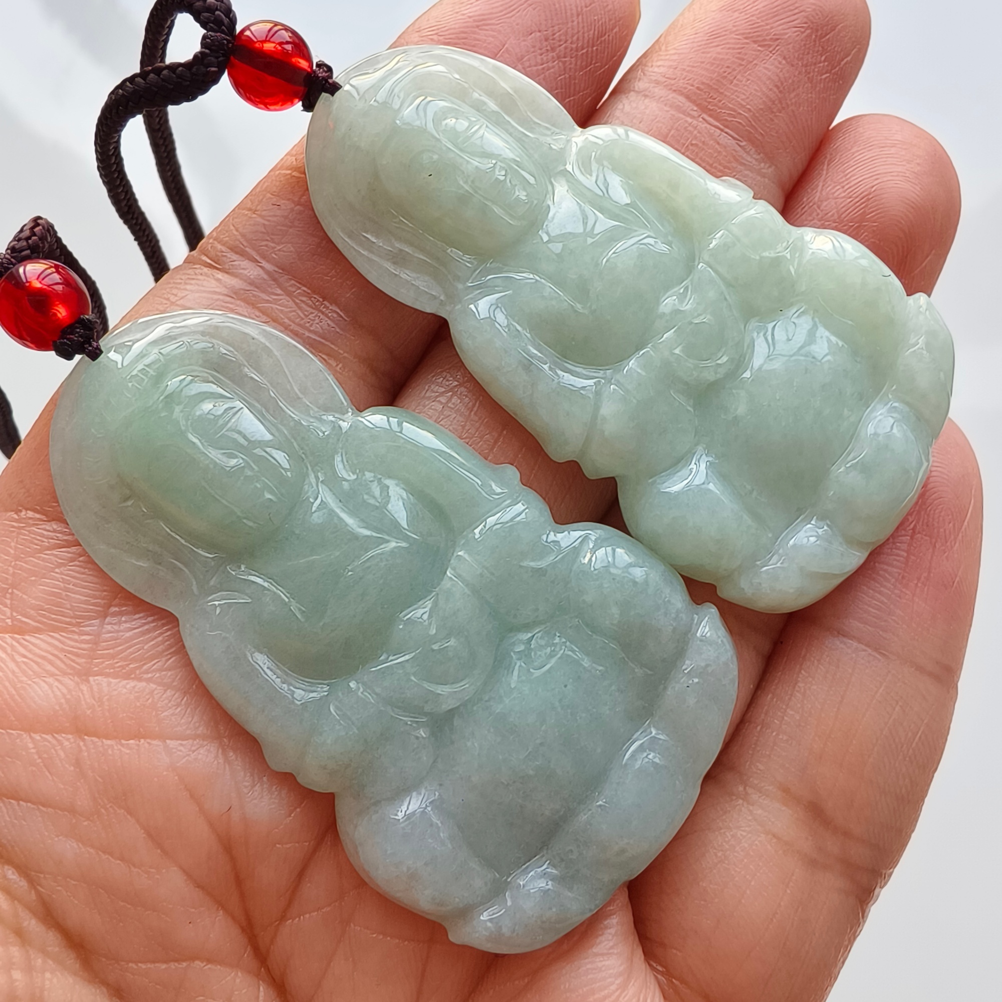 DDP 51mm Natural Type A Untreated Icy Green Burmese Jadeite Guanyin Pendant