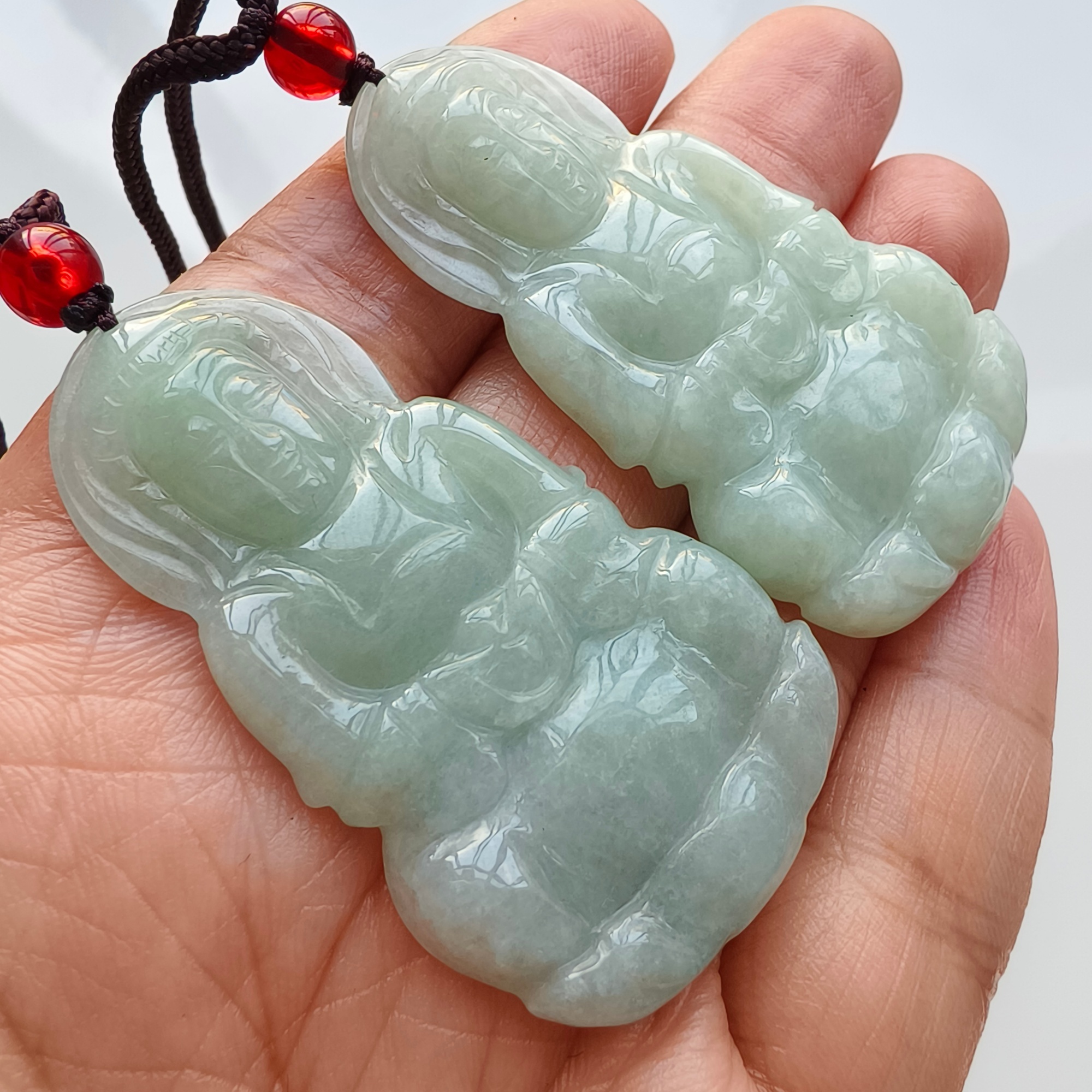 DDP 51mm Natural Type A Untreated Icy Green Burmese Jadeite Guanyin Pendant