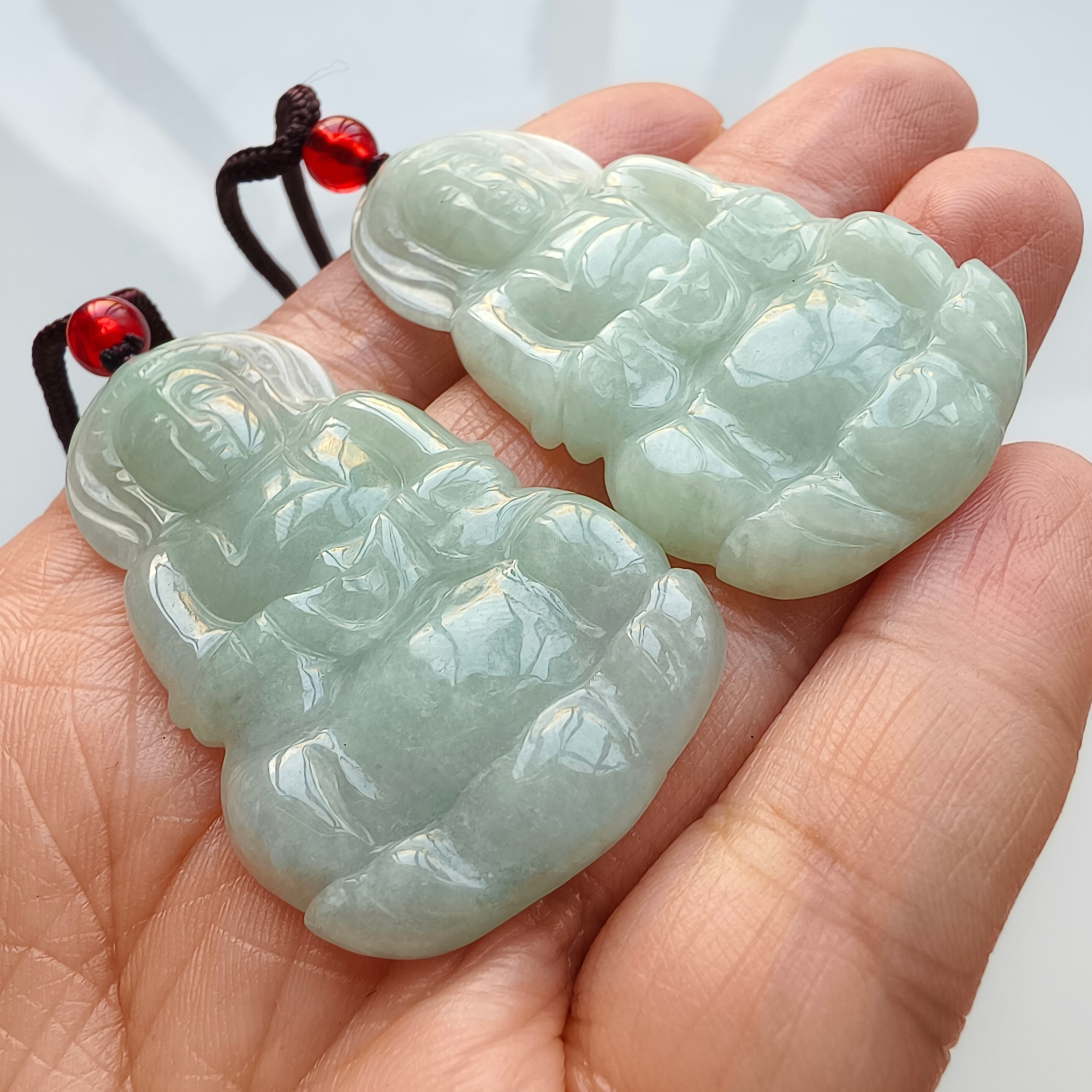 DDP 51mm Natural Type A Untreated Icy Green Burmese Jadeite Guanyin Pendant