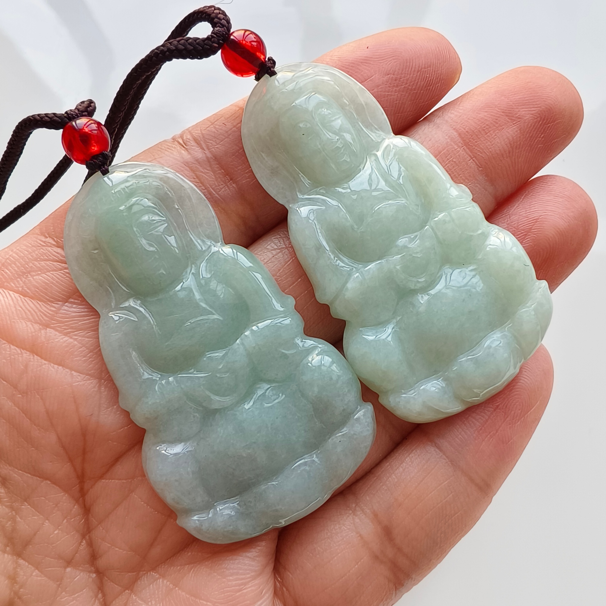 DDP 51mm Natural Type A Untreated Icy Green Burmese Jadeite Guanyin Pendant