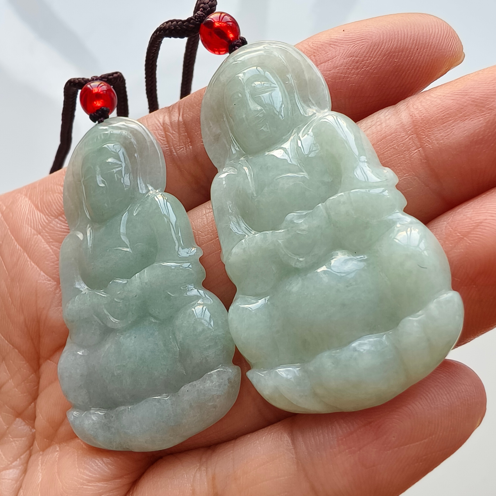 DDP 51mm Natural Type A Untreated Icy Green Burmese Jadeite Guanyin Pendant