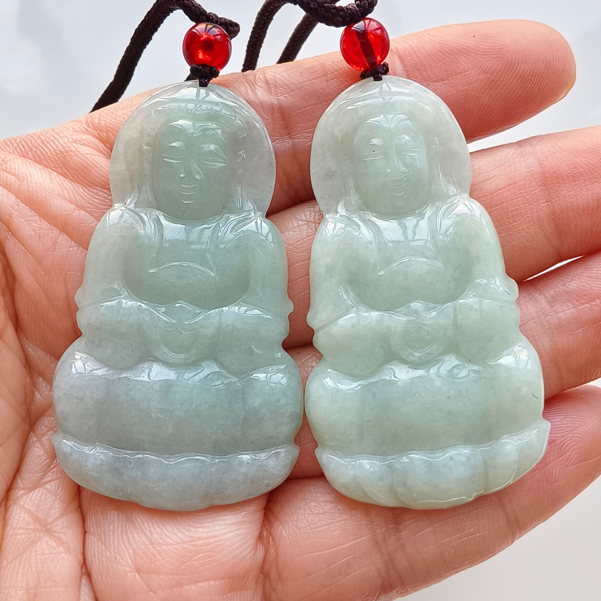DDP 51mm Natural Type A Untreated Icy Green Burmese Jadeite Guanyin Pendant