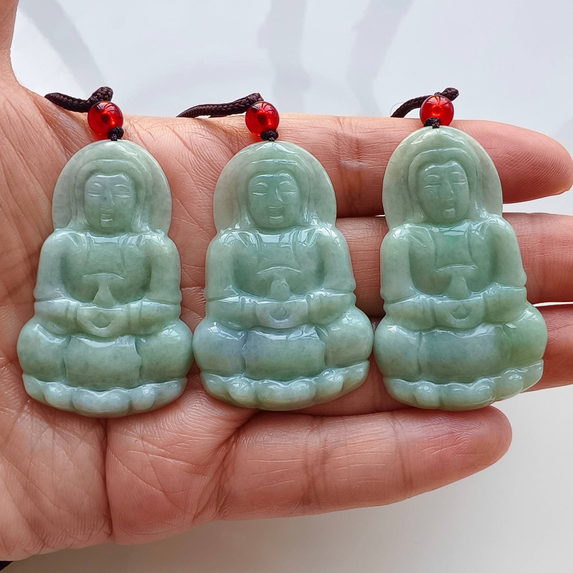 DDP 46-49mm Natural Type A Untreated Green Burmese Jadeite Guanyin Pendant