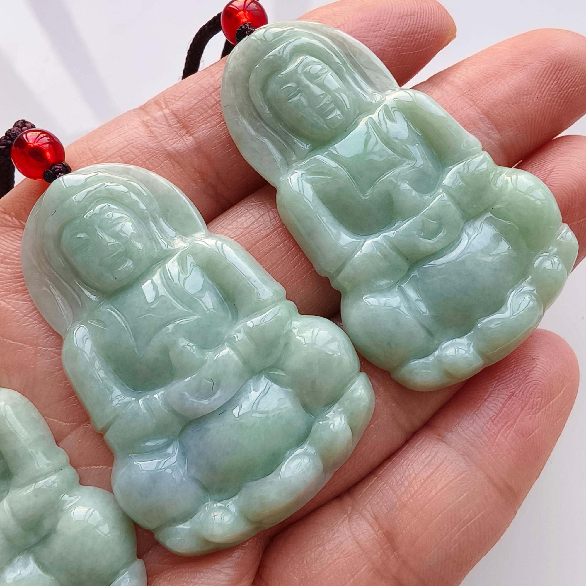 DDP 46-49mm Natural Type A Untreated Green Burmese Jadeite Guanyin Pendant