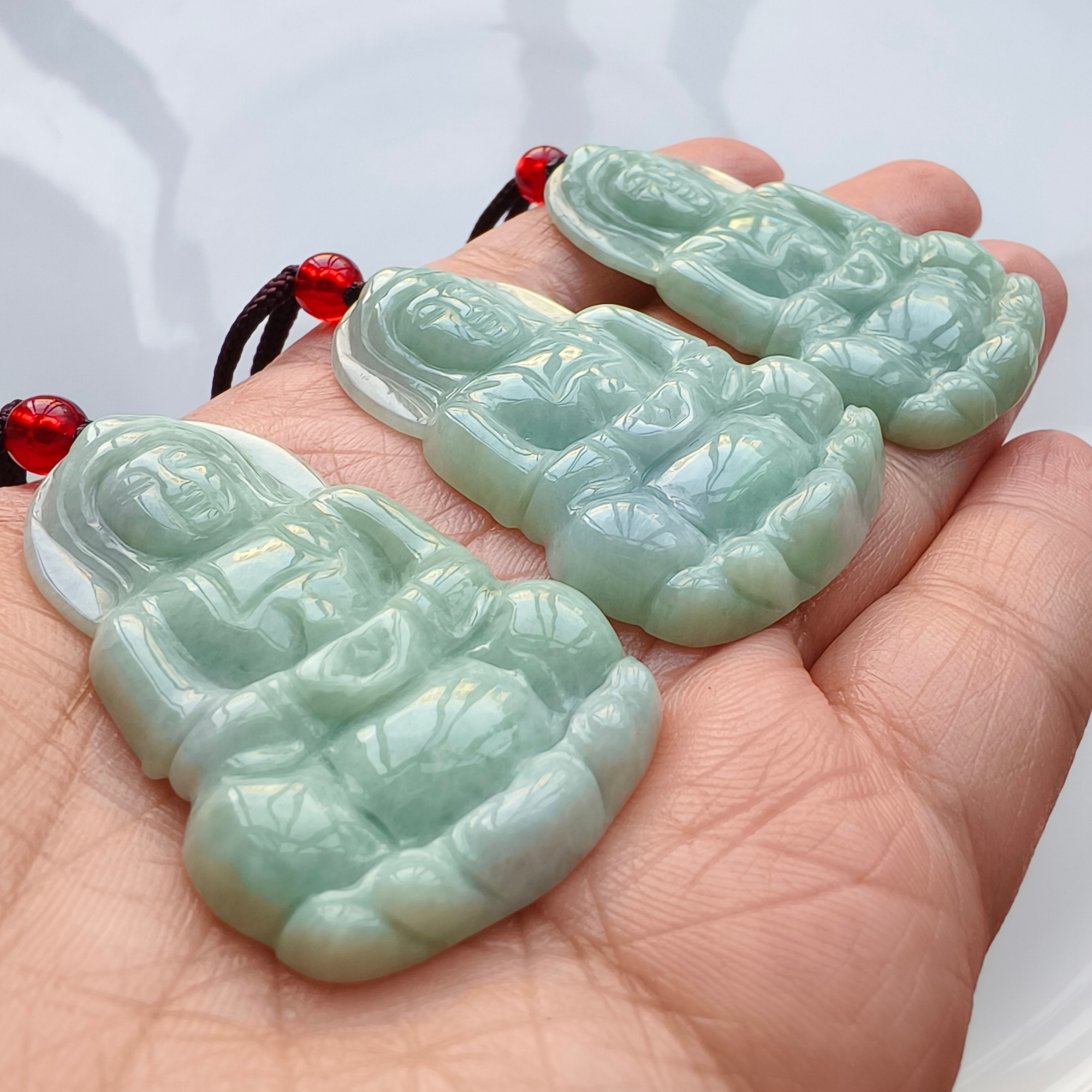 DDP 46-49mm Natural Type A Untreated Green Burmese Jadeite Guanyin Pendant
