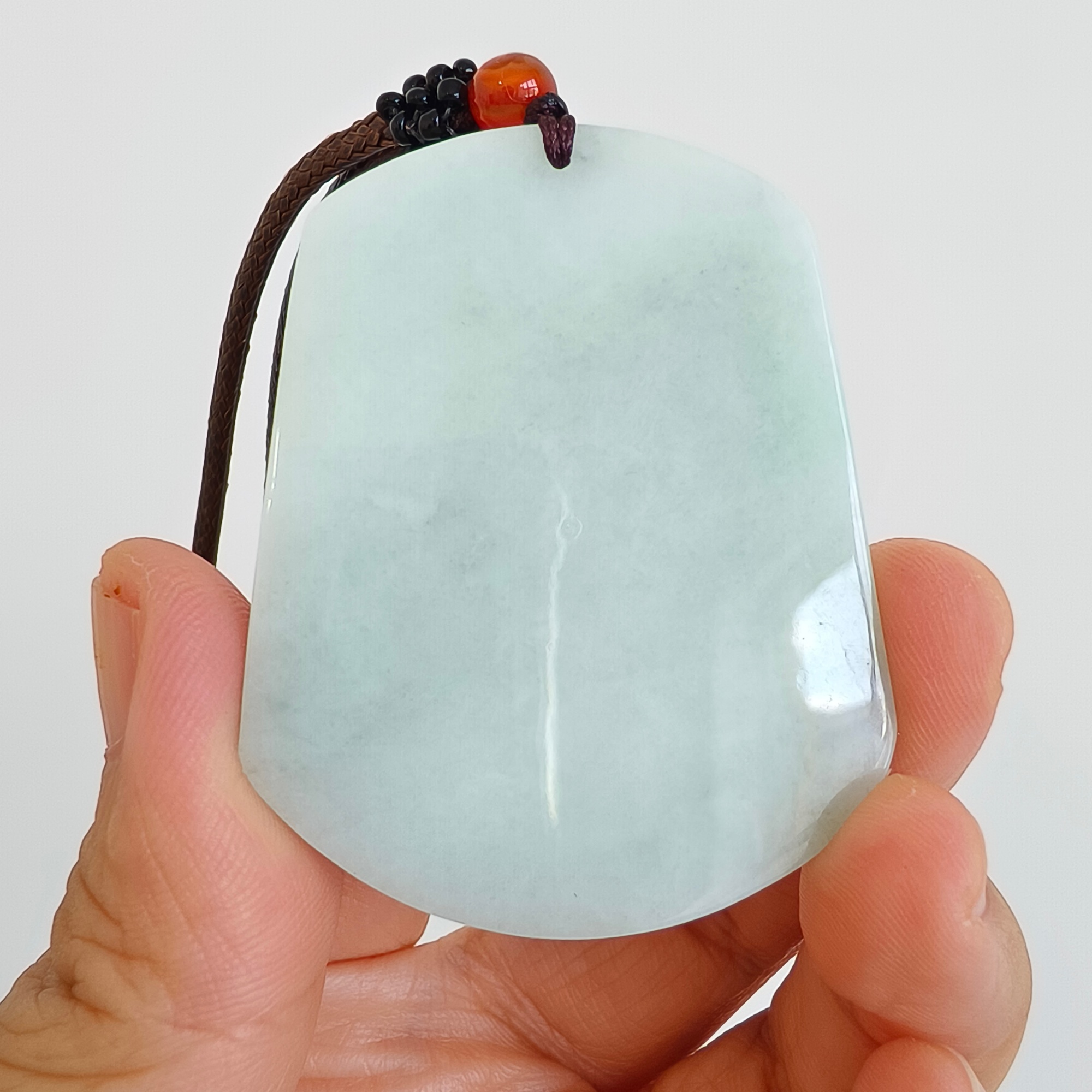 DDP 51.5mm Natural Type A Untreated Green Gray Burmese Jadeite Landscape Plaque