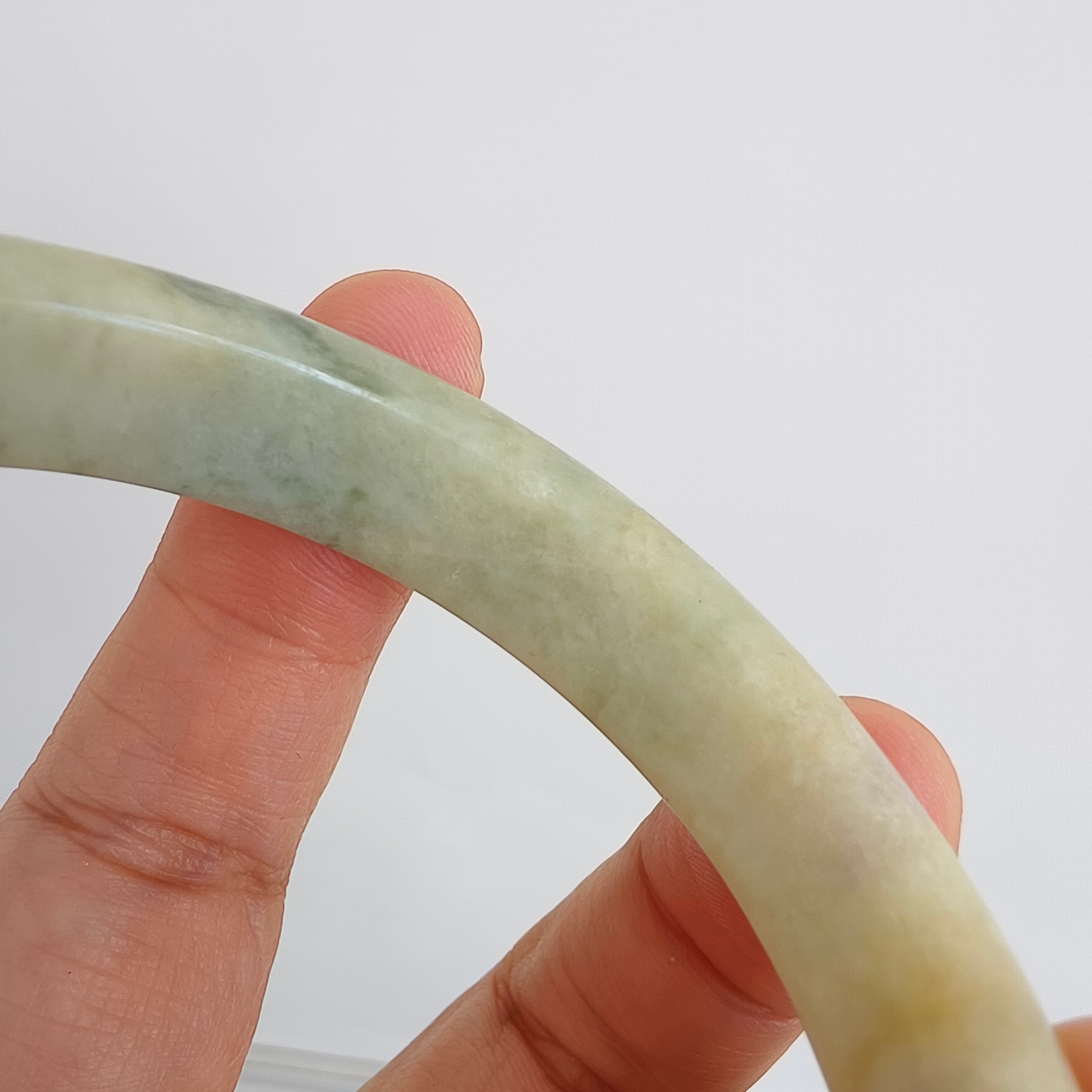 DDP 57.5mm Natural Type A Certificated Green Yellow Moss In Snow Burmese Jadeite Round Band Bangle