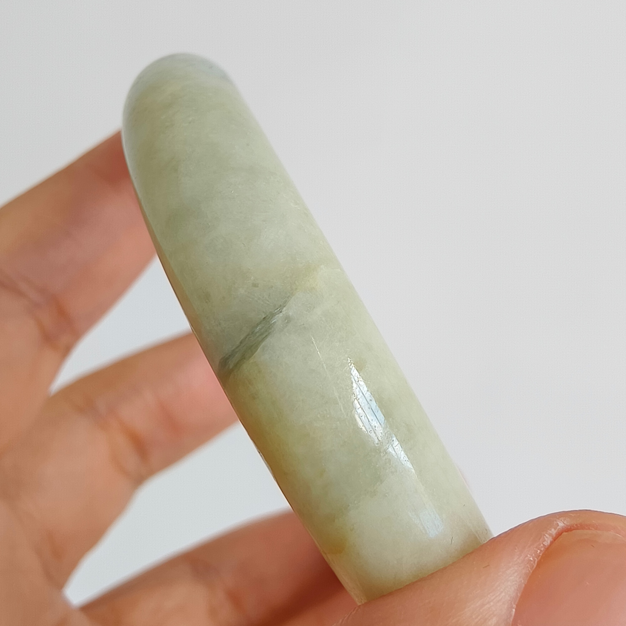 DDP 57.5mm Natural Type A Certificated Green Yellow Moss In Snow Burmese Jadeite Round Band Bangle