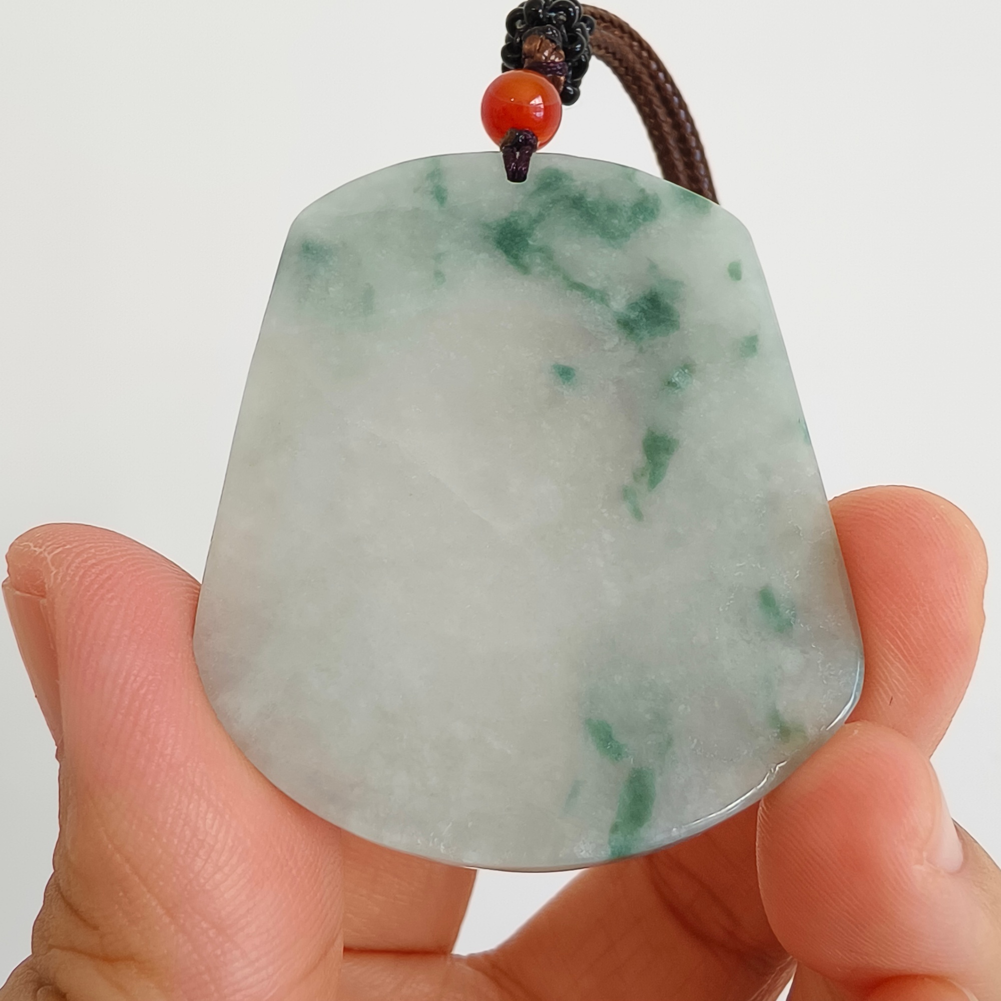 DDP 51mm Natural Type A Untreated Green White Moss In Snow Burmese Jadeite Landscape Plaque