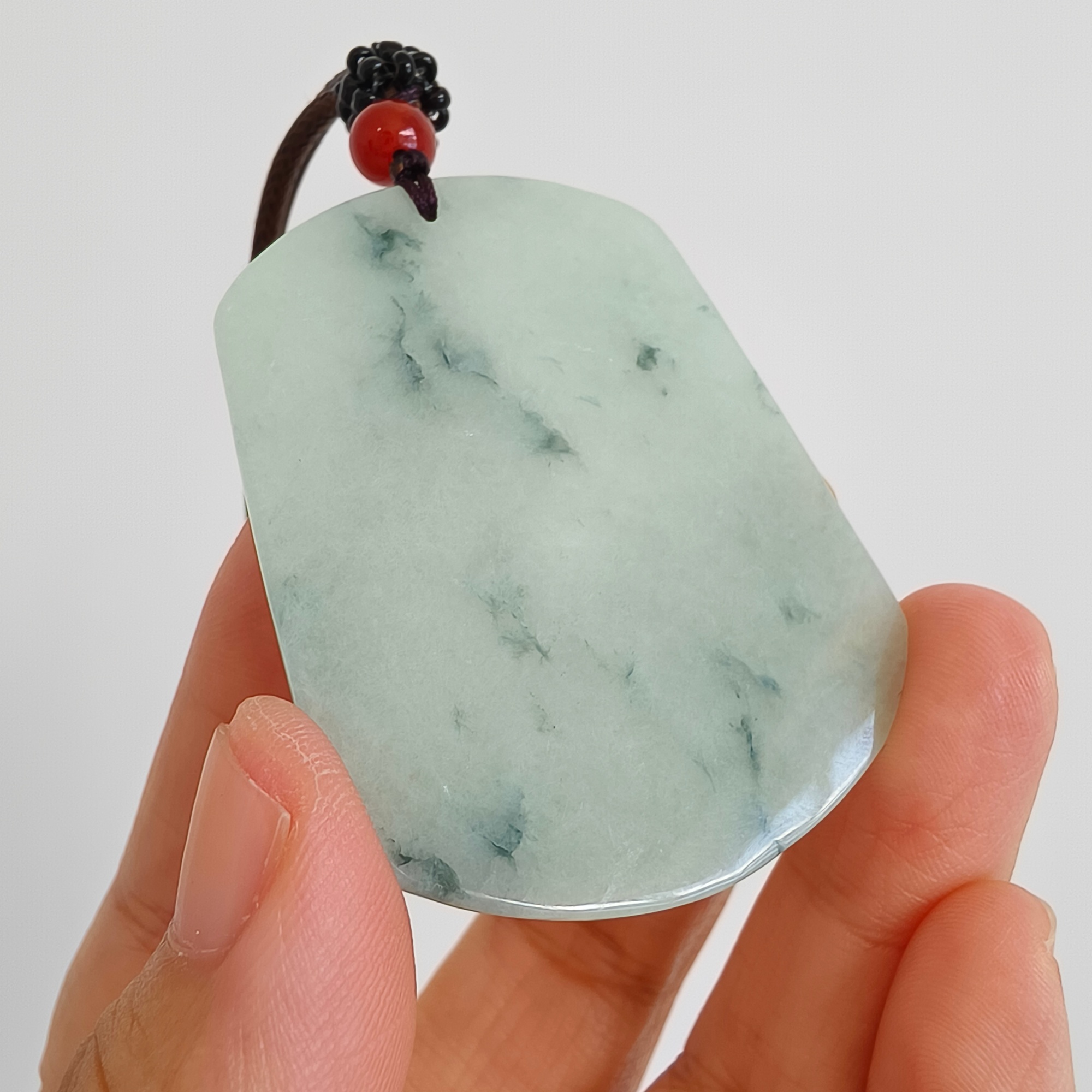 DDP 51mm Natural Type A Untreated Green White Moss In Snow Burmese Jadeite Landscape Plaque