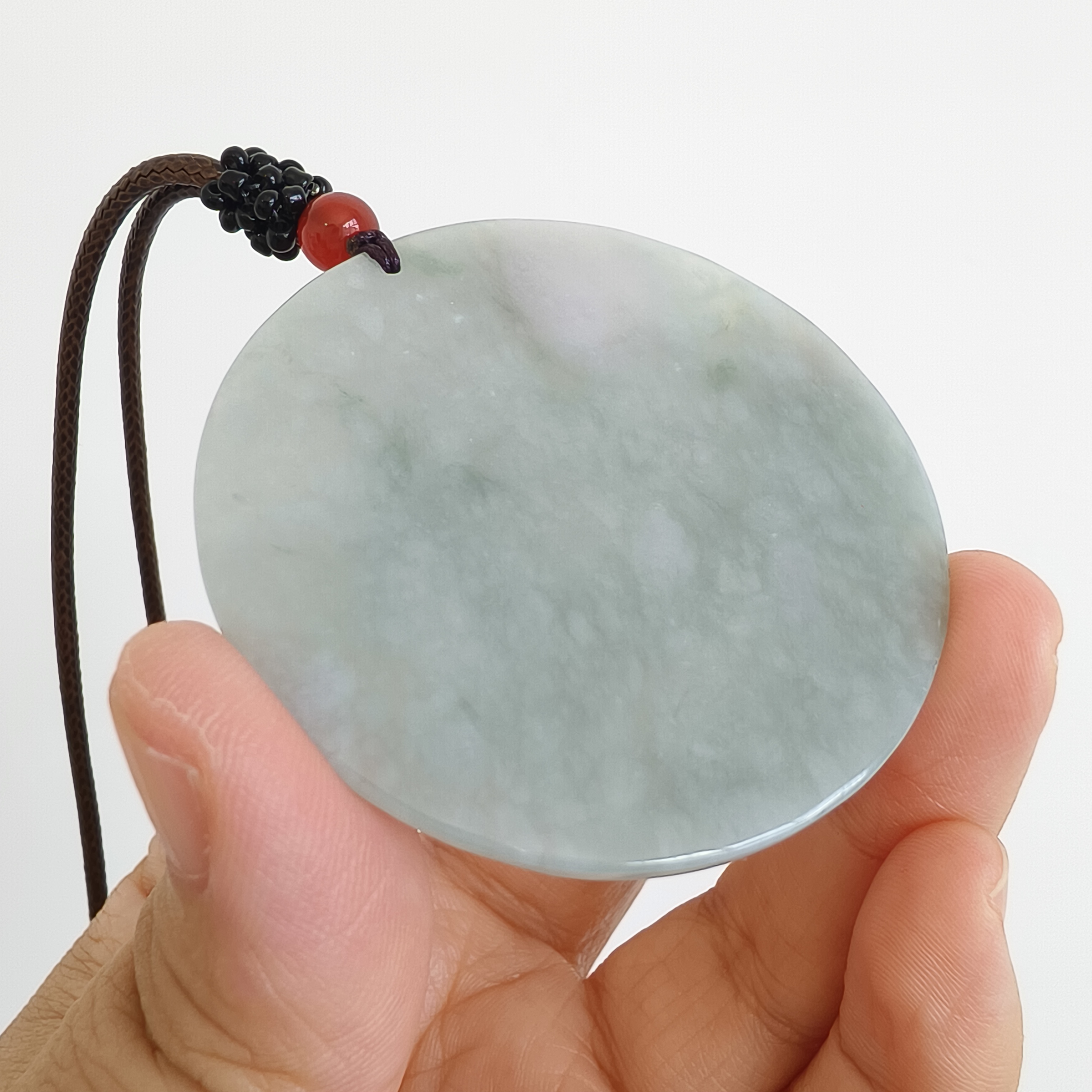 DDP 52mm Natural Type A Untreated Green Yellow Burmese Jadeite Round Pendant With Horse Carved