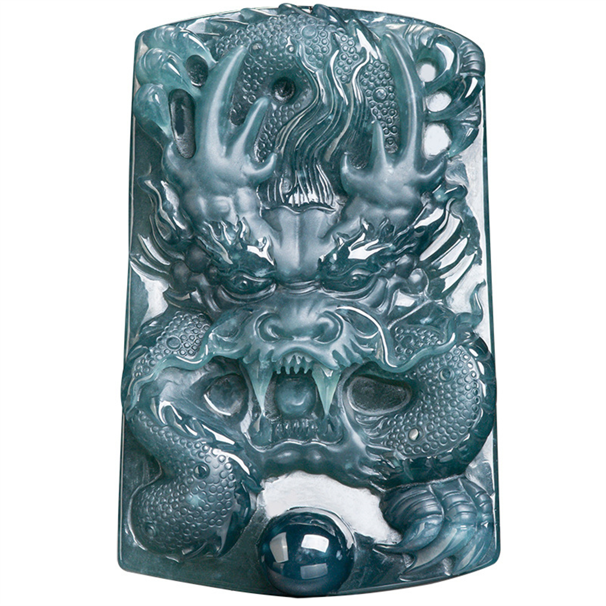 Unique Natural Type A Untreated Icy Blue Watery Guatemalan Jadeite Hand Carved Dragon Pendant,Irregular Dragon Plaque,DIY Jewelry Supplies